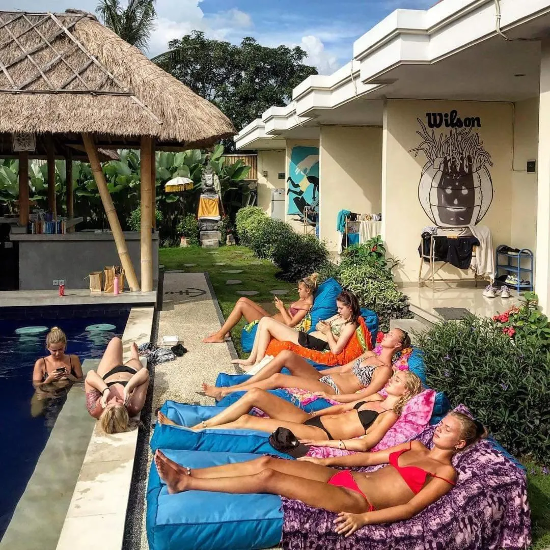 Pool view in Castaway Hostel