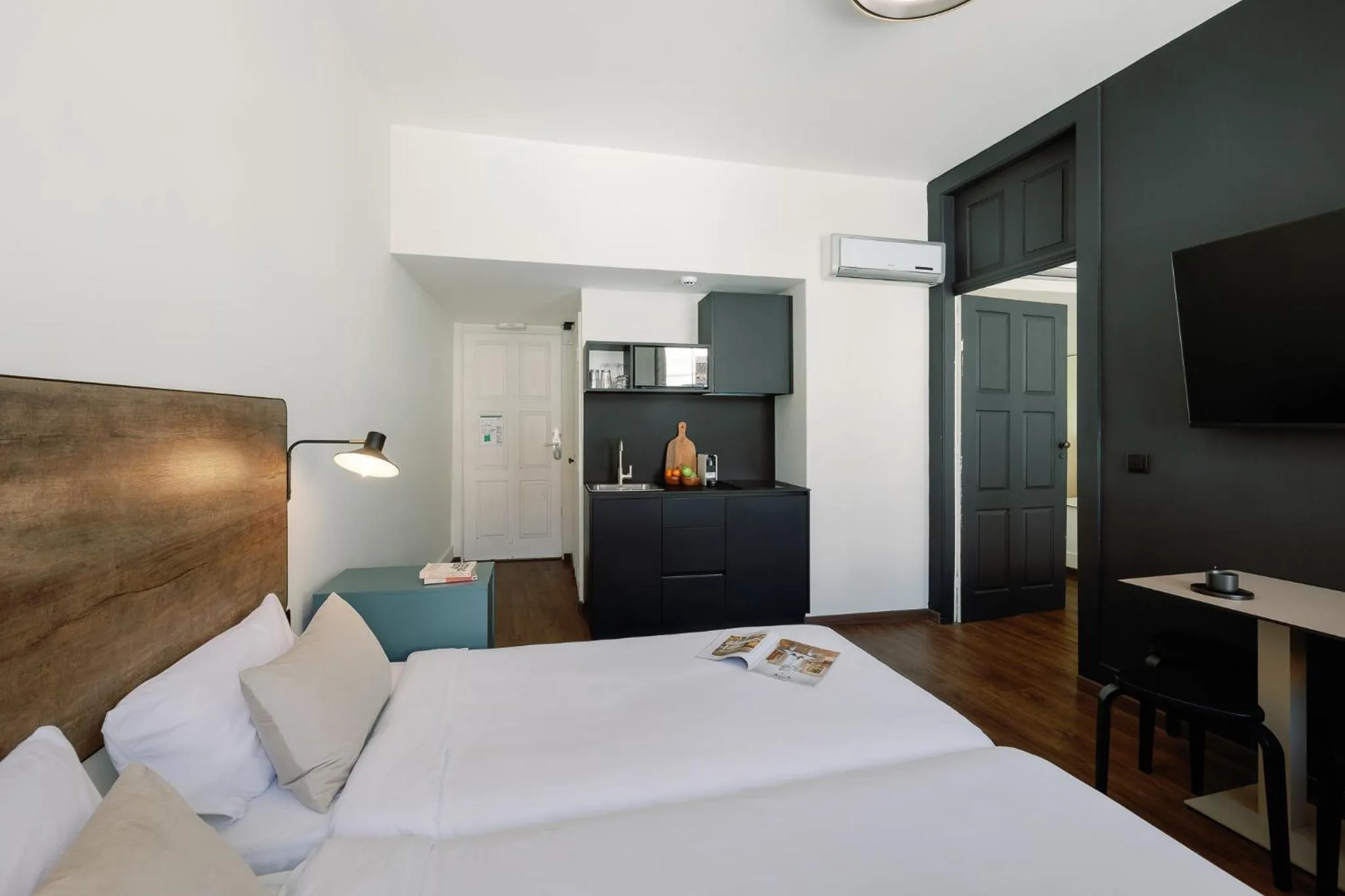Bedroom, Bed in Cosme Apartments by Olala Homes