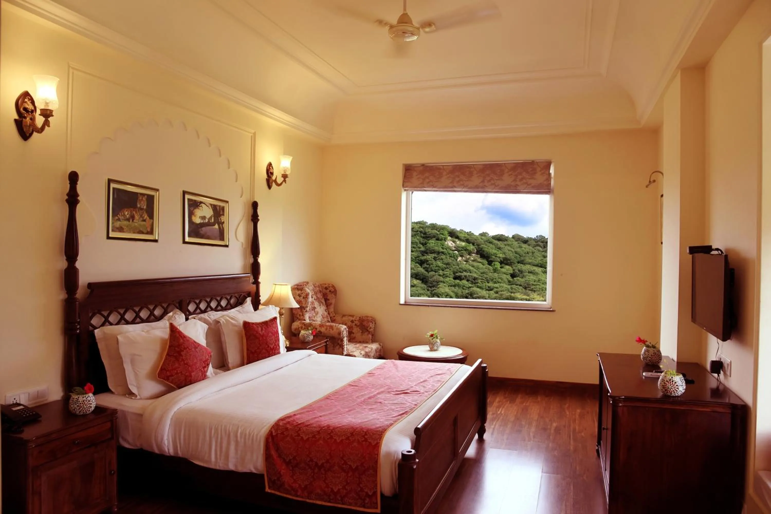 Natural landscape, Bed in WelcomHeritage Mount Valley Resort Ranthambore