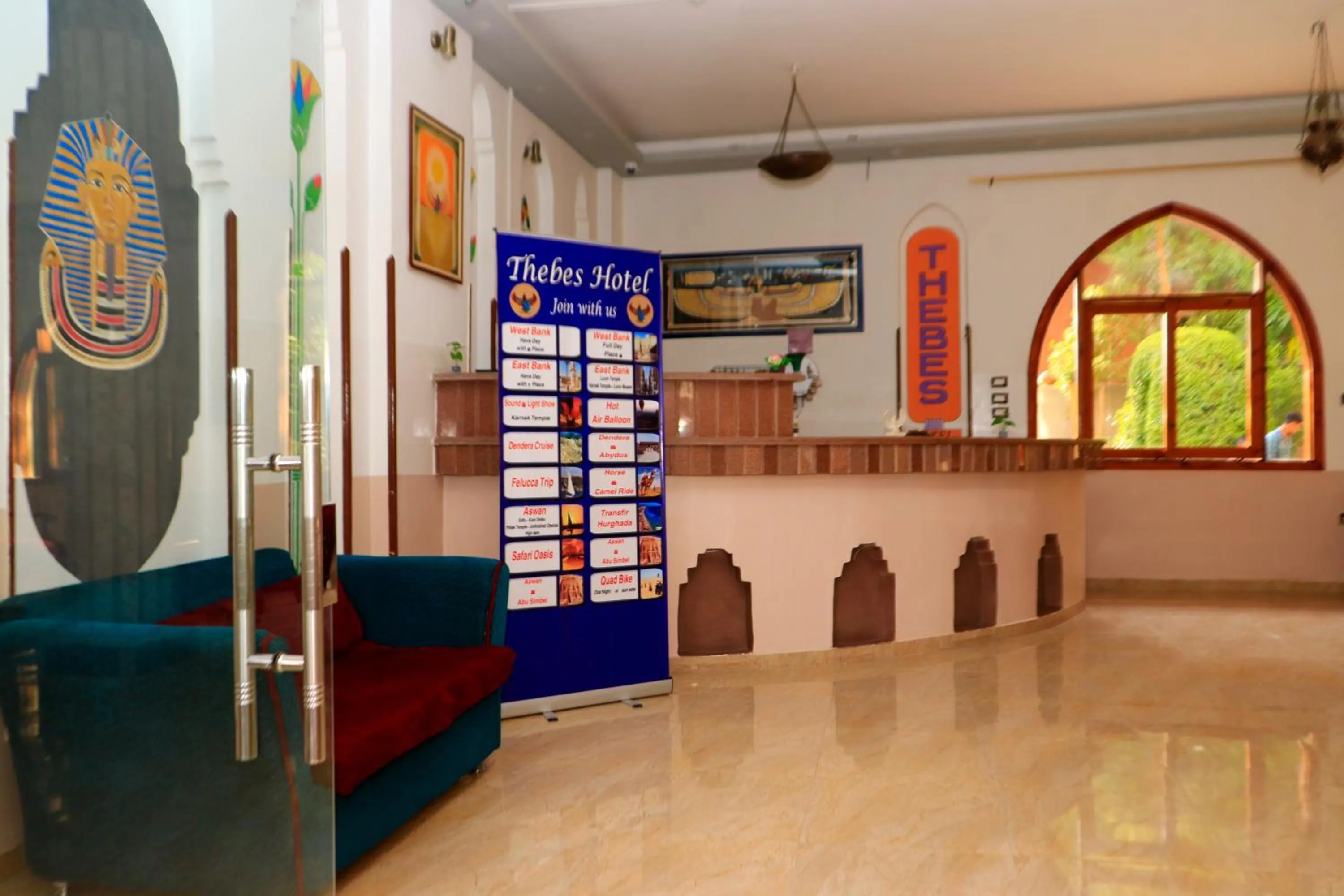 Lobby or reception in Thebes Hotel