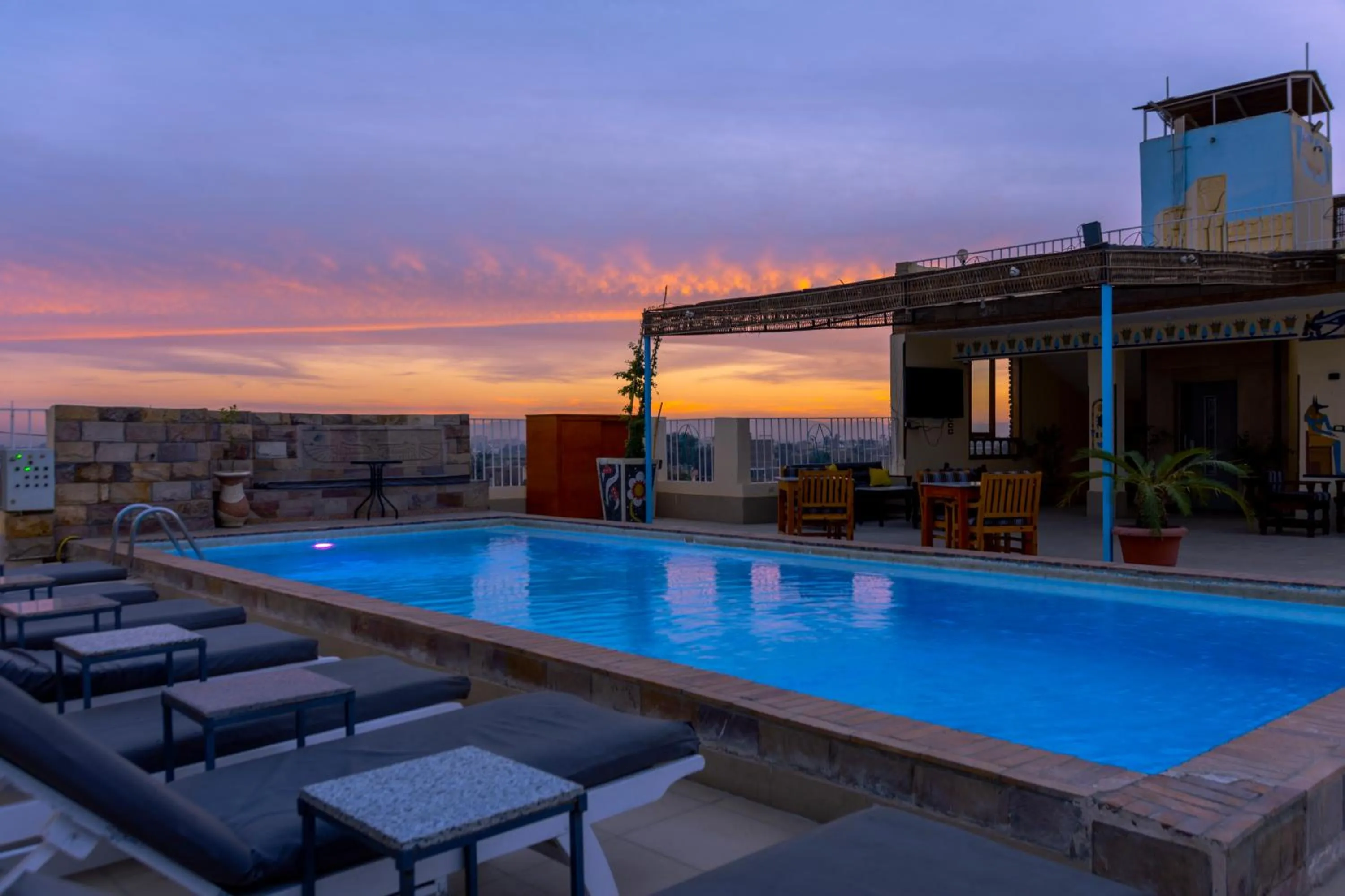 Pool view in Thebes Hotel