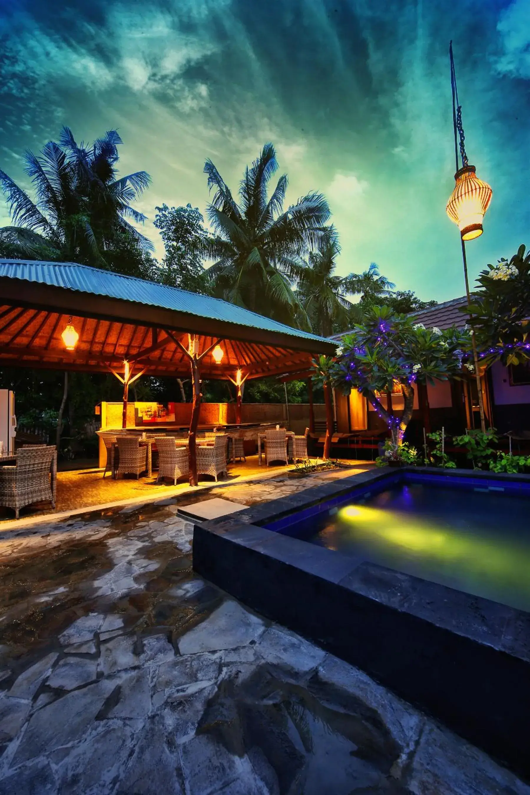 Pool view in Sari Gili Bungalow Pool view in Sari Gili Bungalow