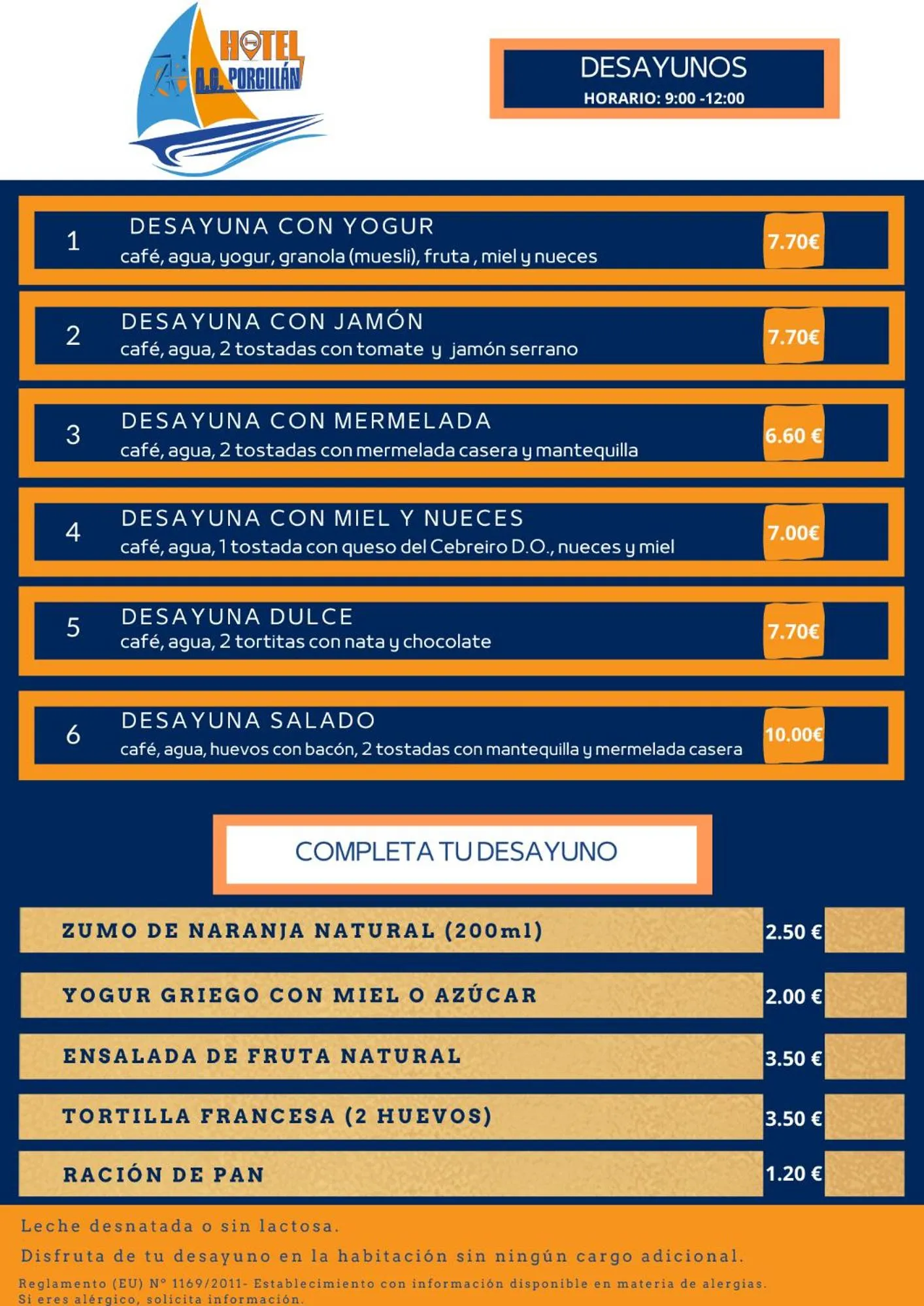 Breakfast in Hotel A. G. Porcillan