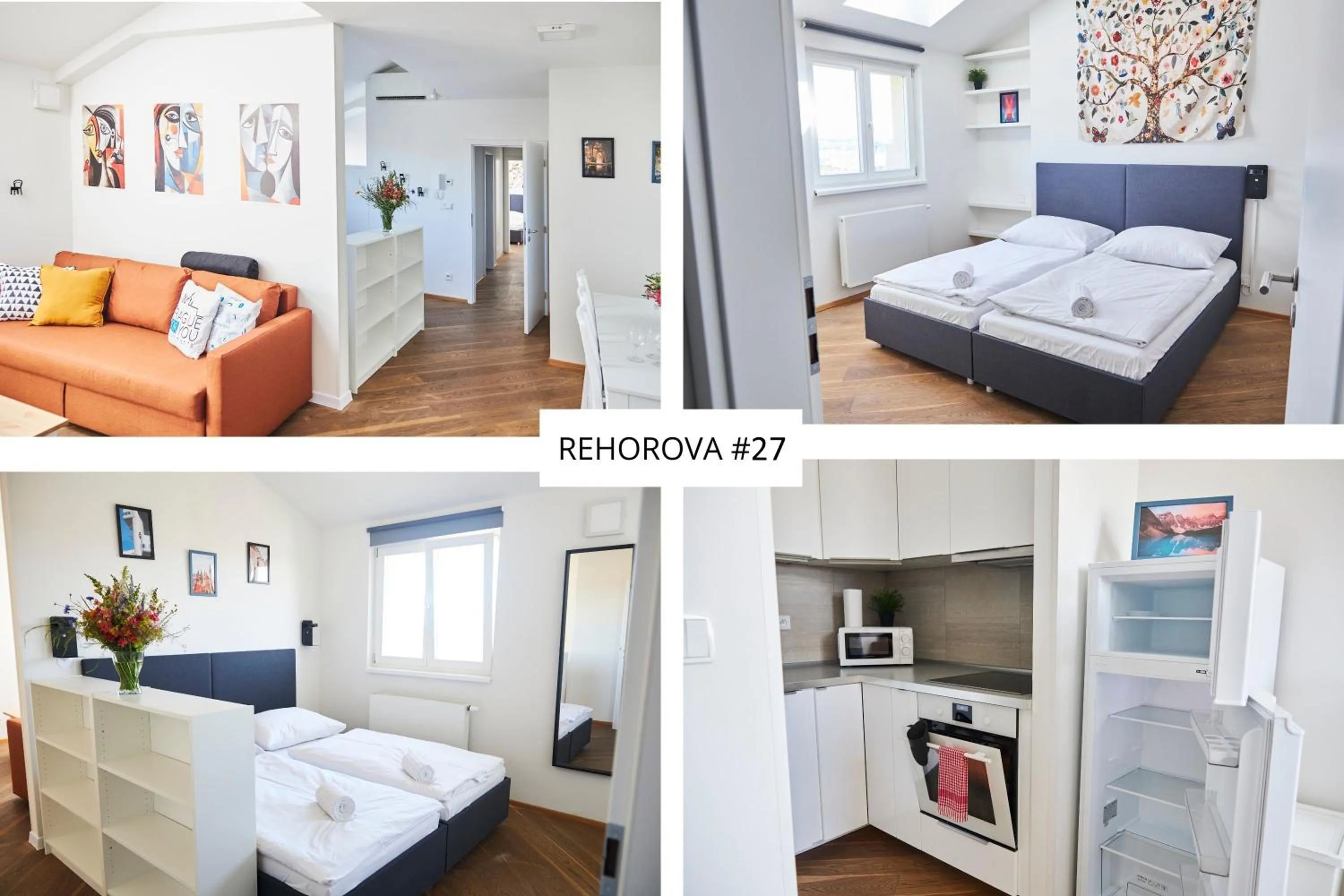 Bed in Rehorova apartments by Pragueforyou