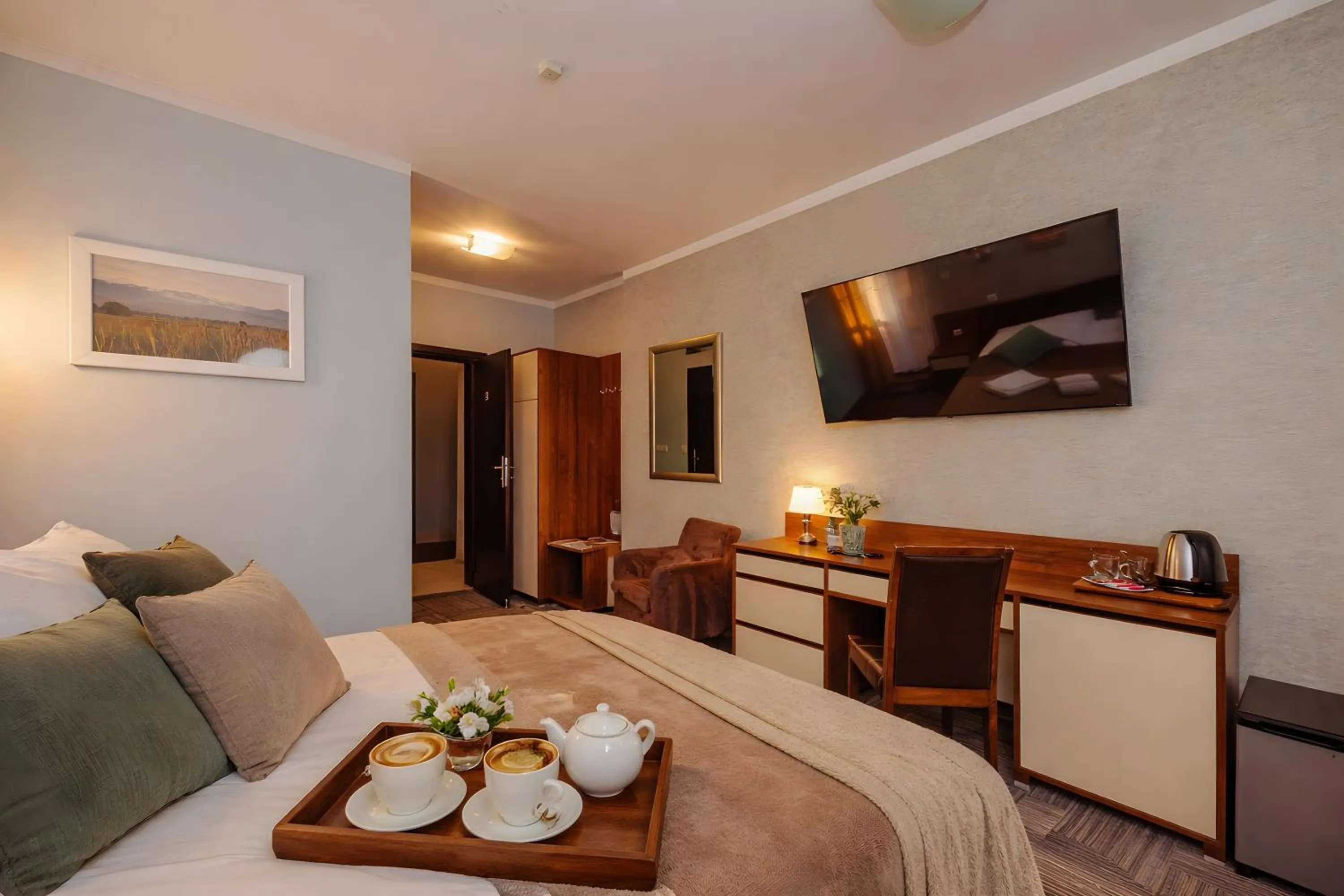 Bed in WILLA PETRUS - CENTRUM BALKONY WINDA ŚNIADANIA RELAKS I WYGODa