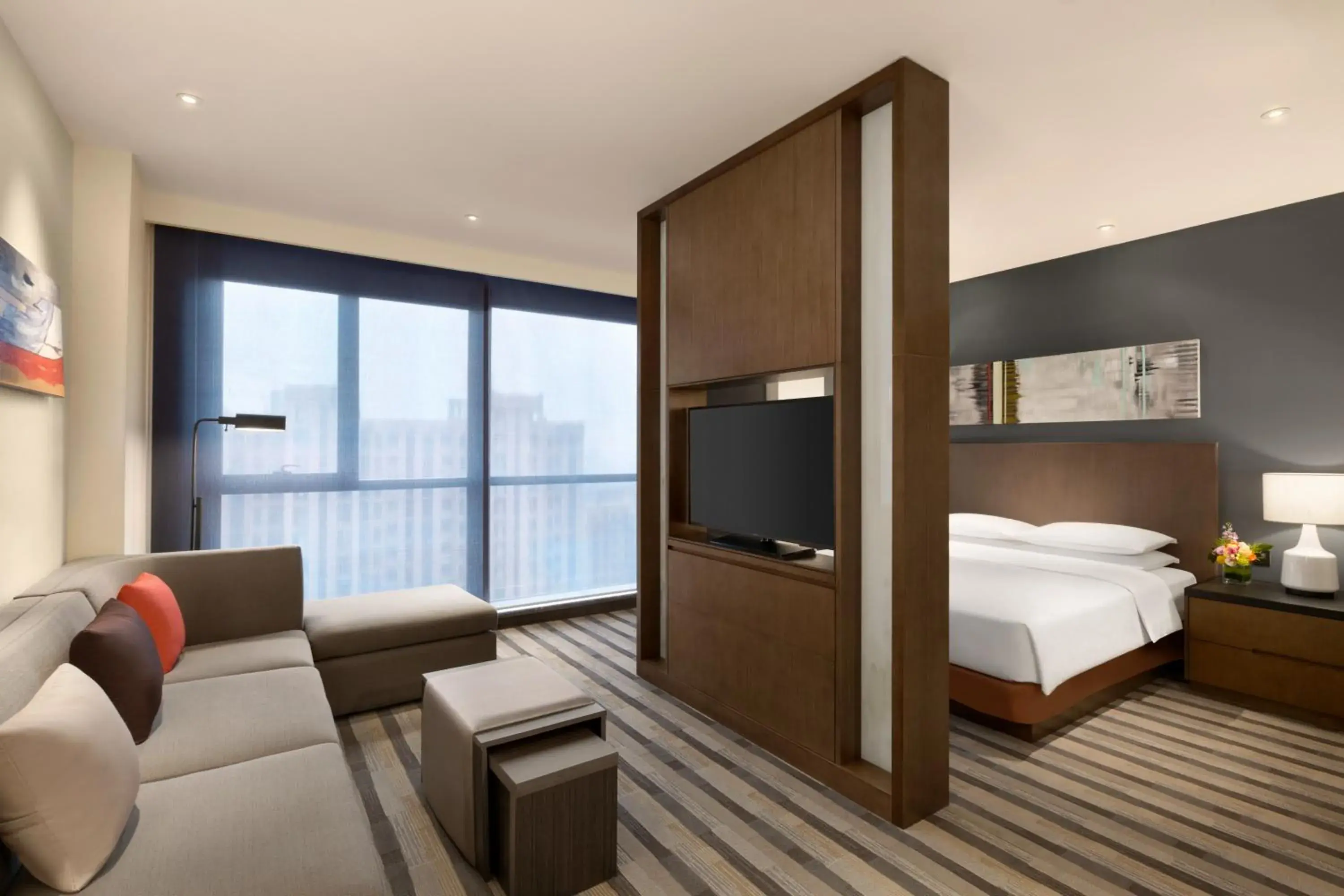Bed in Hyatt House Shanghai New Hongqiao Bed in Hyatt House Shanghai New Hongqiao