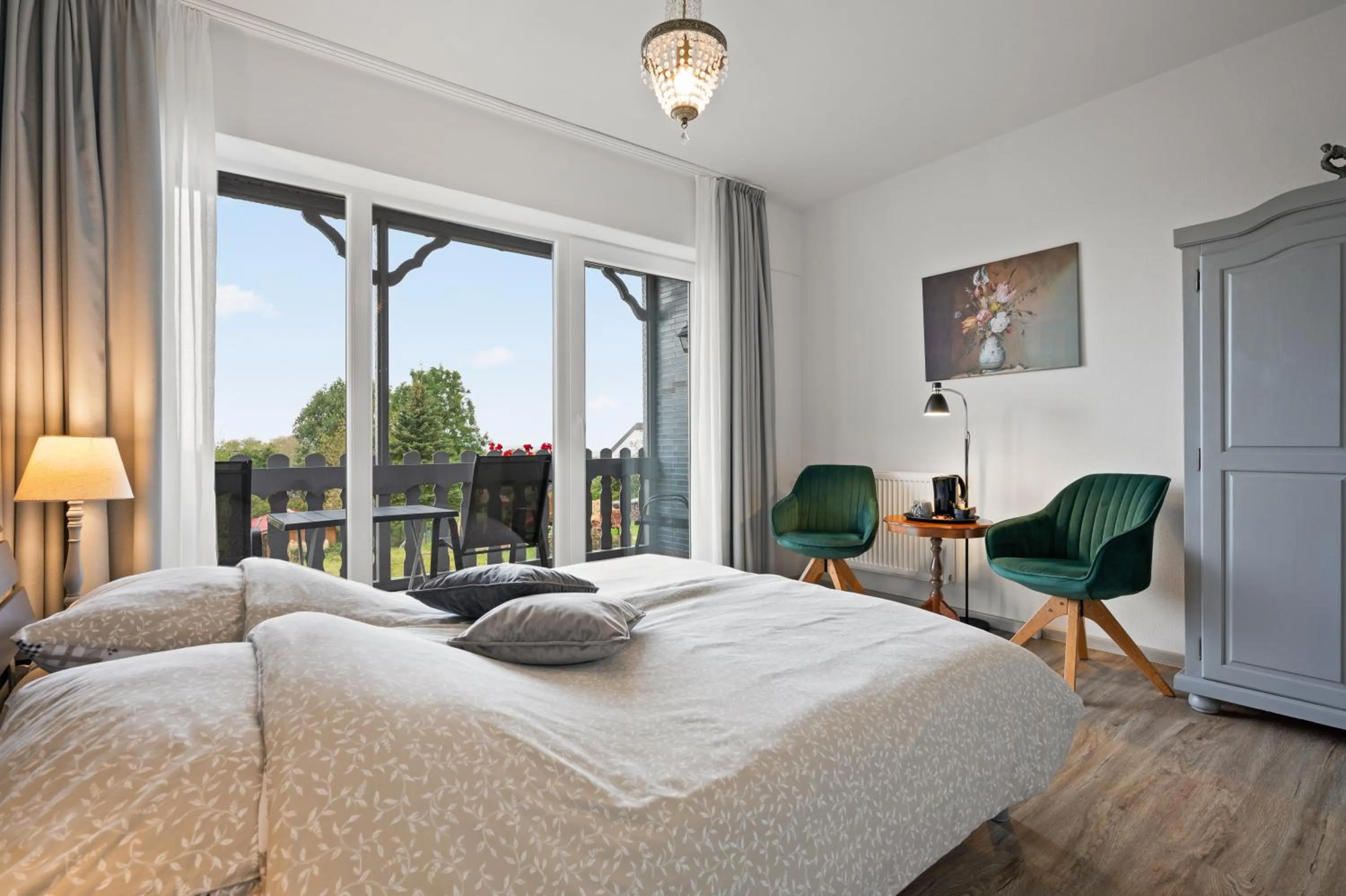 Seating area, Bed in Gästehaus Hoxel