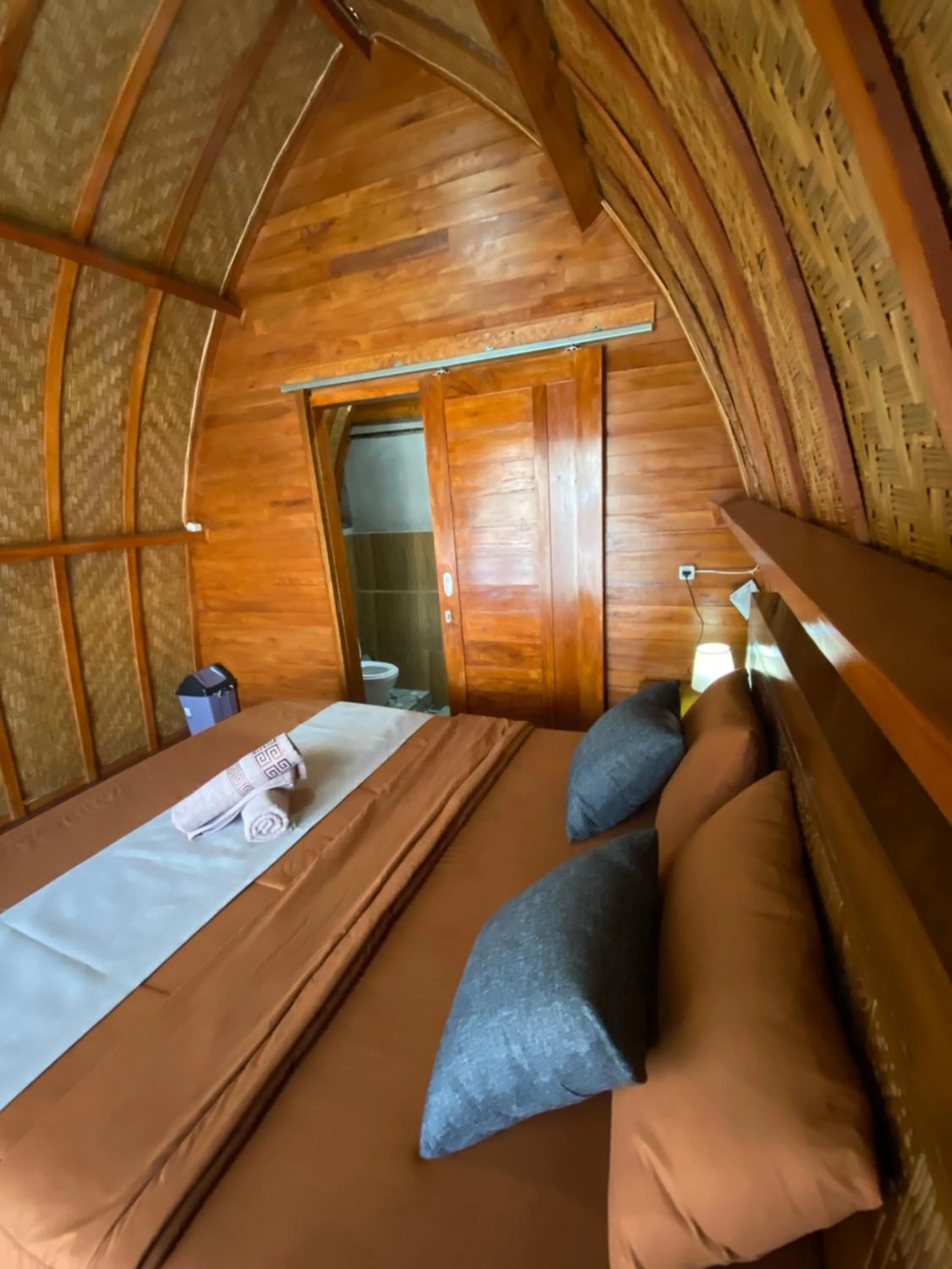 Bedroom, Bed in Batur Bamboo Cabin by ecommerceloka