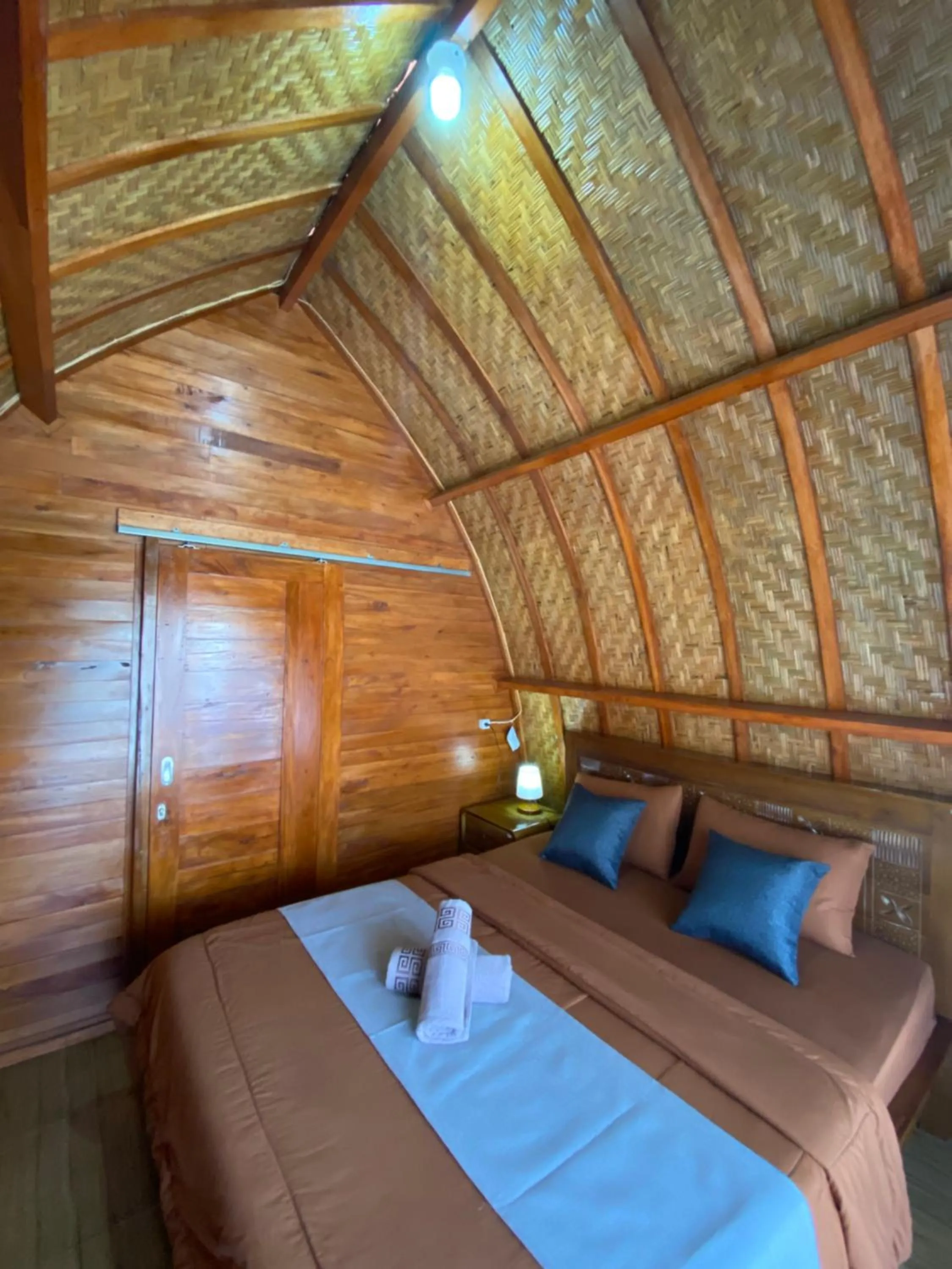 Bedroom, Bed in Batur Bamboo Cabin by ecommerceloka