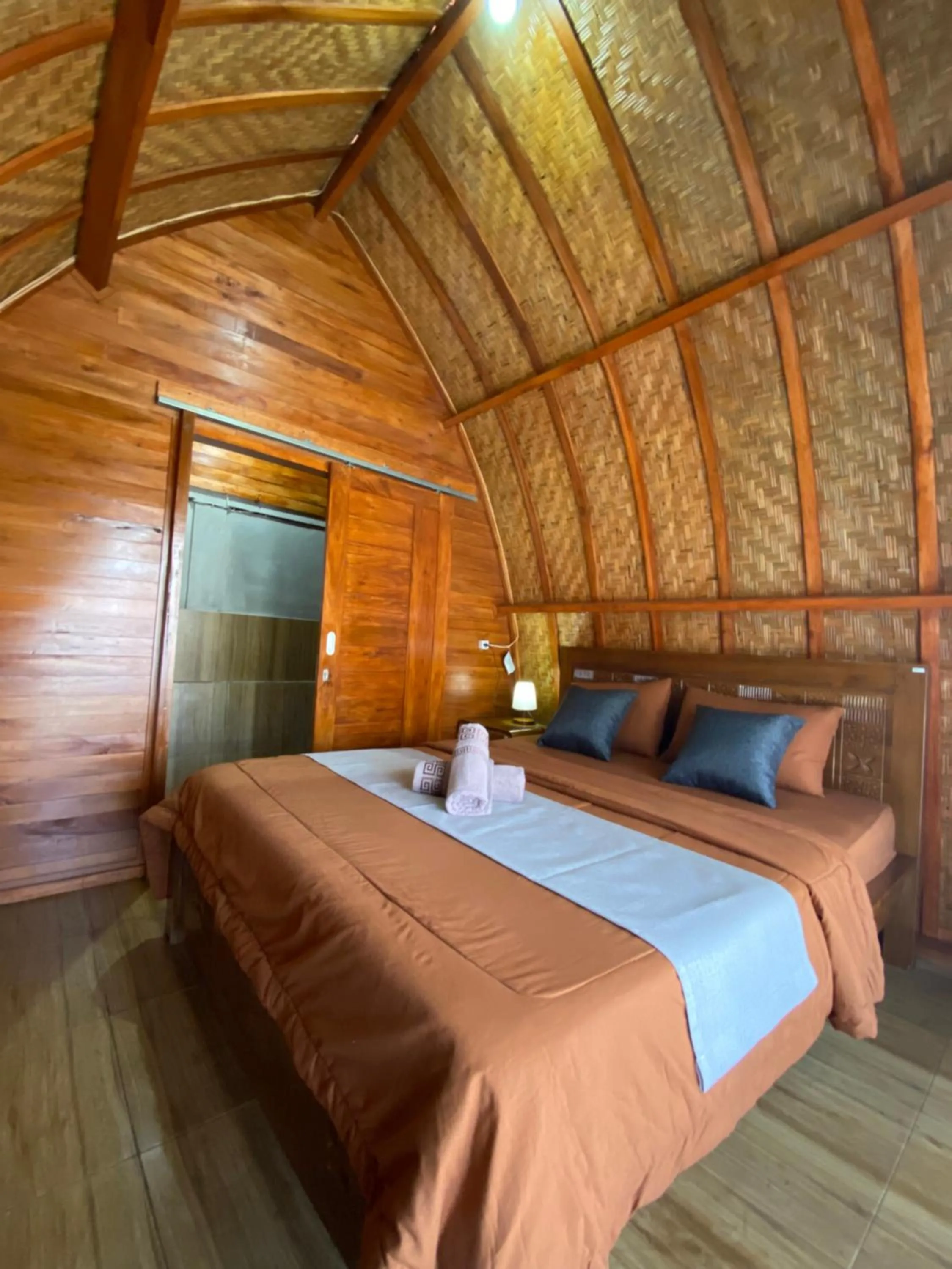 Bedroom, Bed in Batur Bamboo Cabin by ecommerceloka