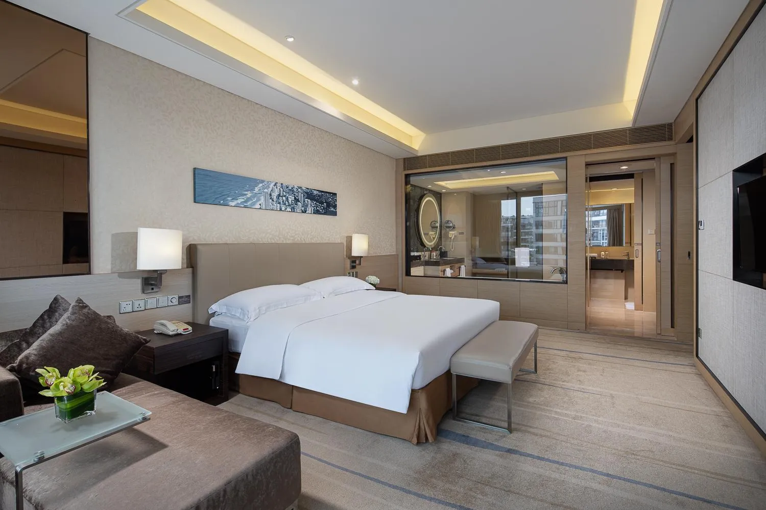 Photo of the whole room, Bed in Crowne Plaza Guangzhou Huadu by IHG - Free Shuttle bus between hotel to Exhibition Center During Canton Fair