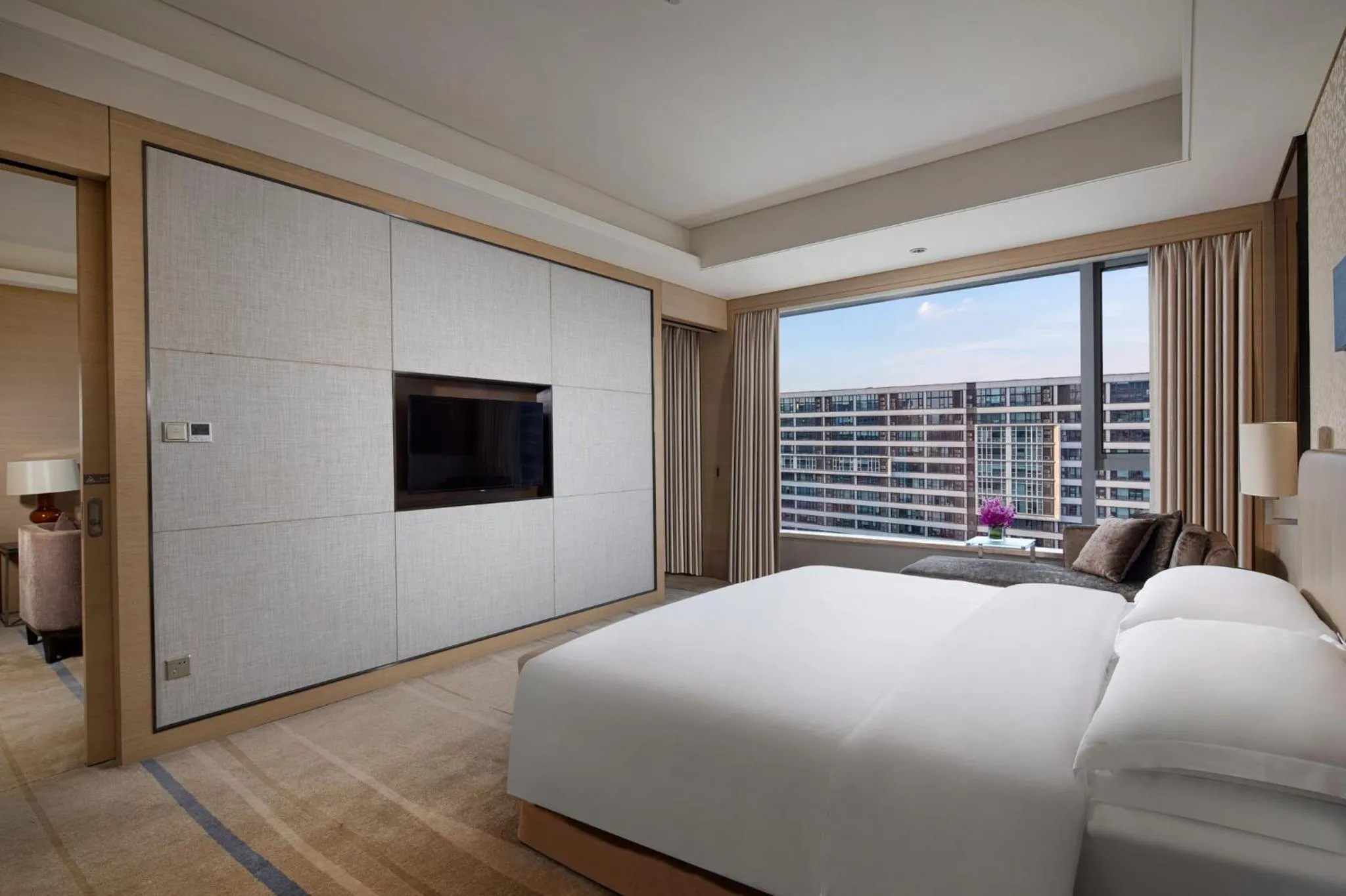 Photo of the whole room, Bed in Crowne Plaza Guangzhou Huadu by IHG - Free Shuttle bus between hotel to Exhibition Center During Canton Fair