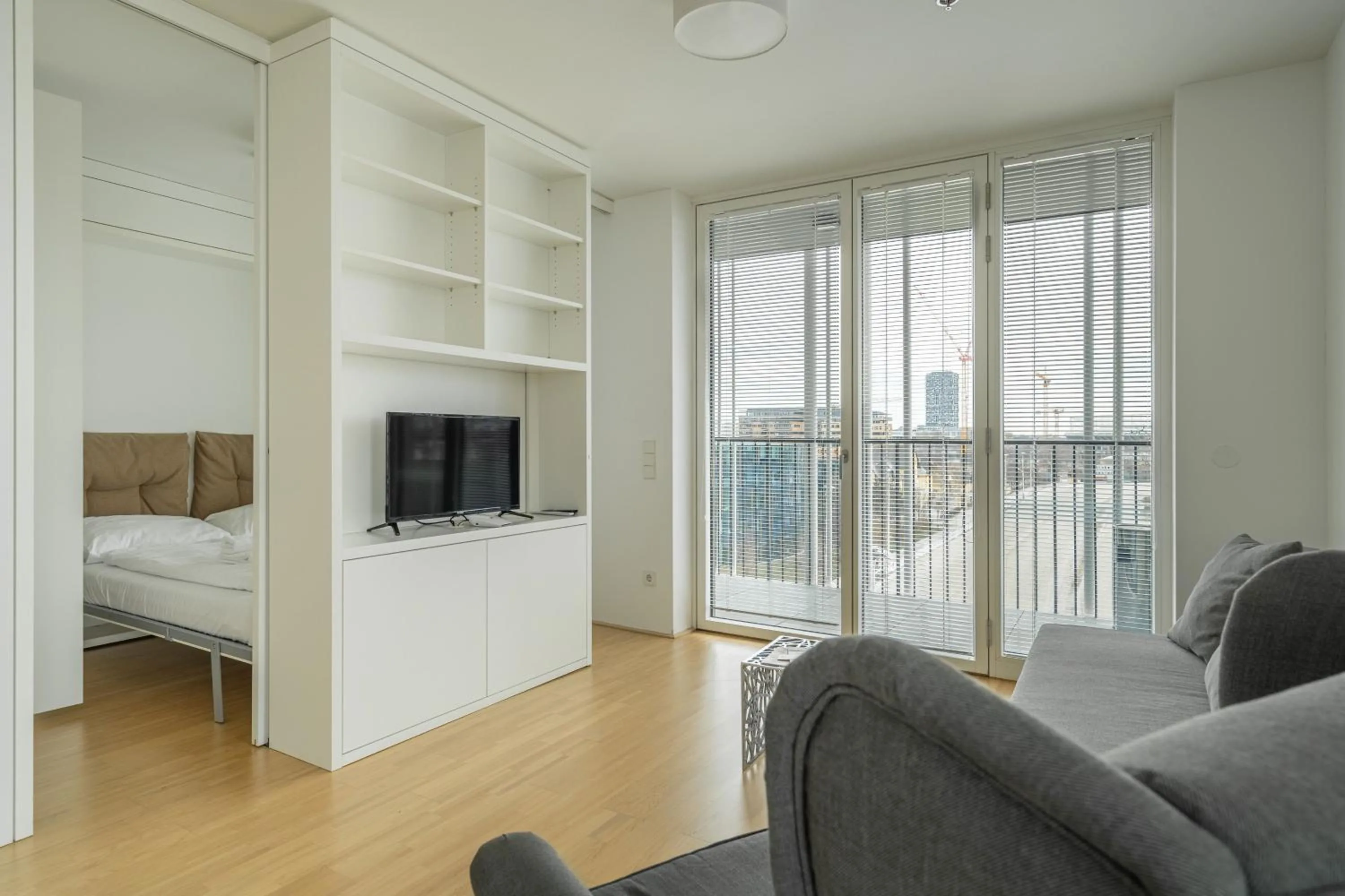 TV and multimedia, Bed in easy-flat Grüner Prater - Balcony Apartments near Metro