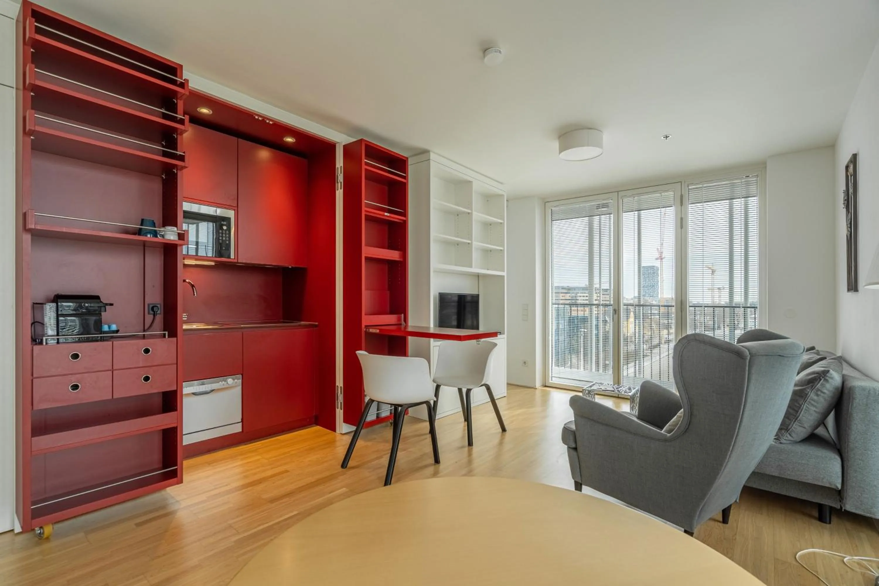Kitchen or kitchenette in easy-flat Grüner Prater - Balcony Apartments near Metro
