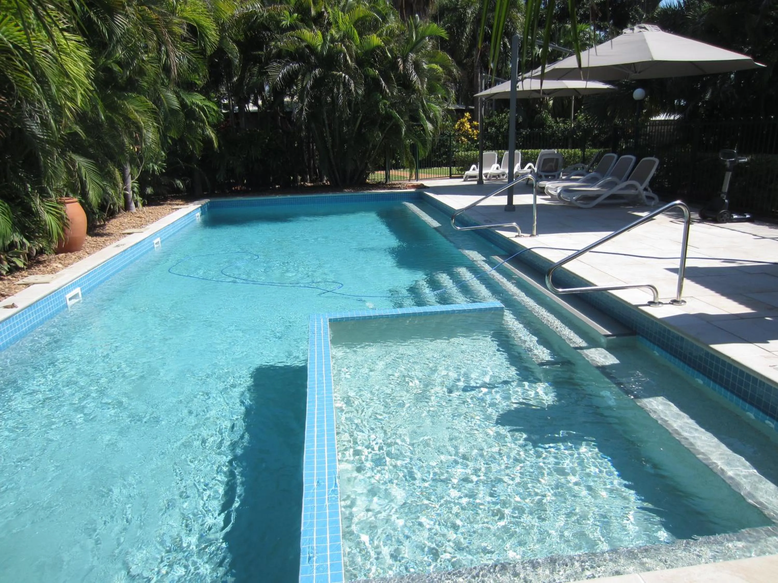 Pool view in Cocos Beach Bungalows