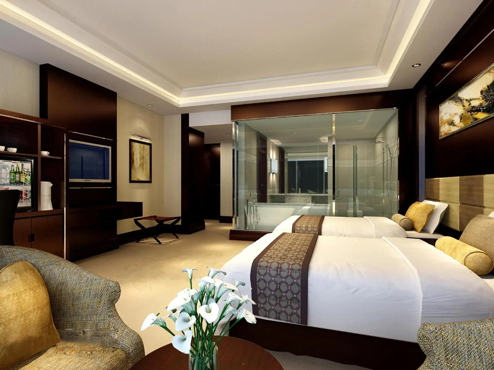 Bedroom, Bed in Huafang Jinling International Hotel Zhangjiagang Bedroom, Bed in Huafang Jinling International Hotel Zhangjiagang