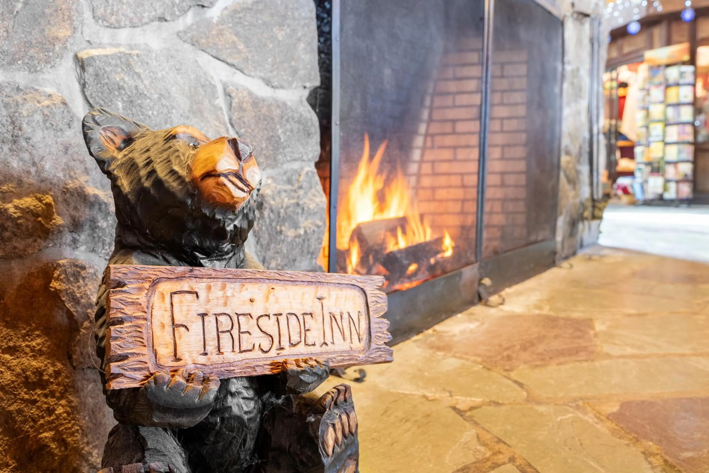 fireplace in Fireside Inn & Suites West Lebanon