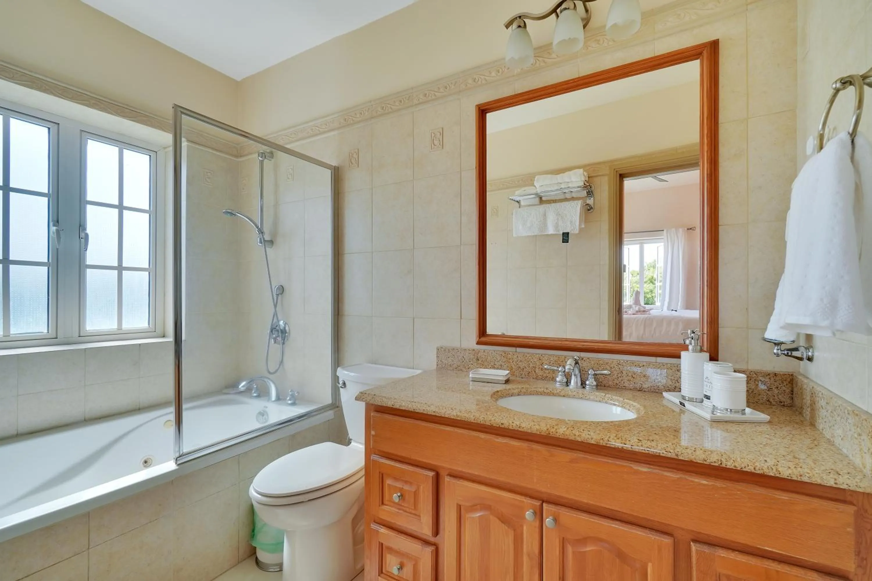 Shower in Mandela Court Suites Grenada