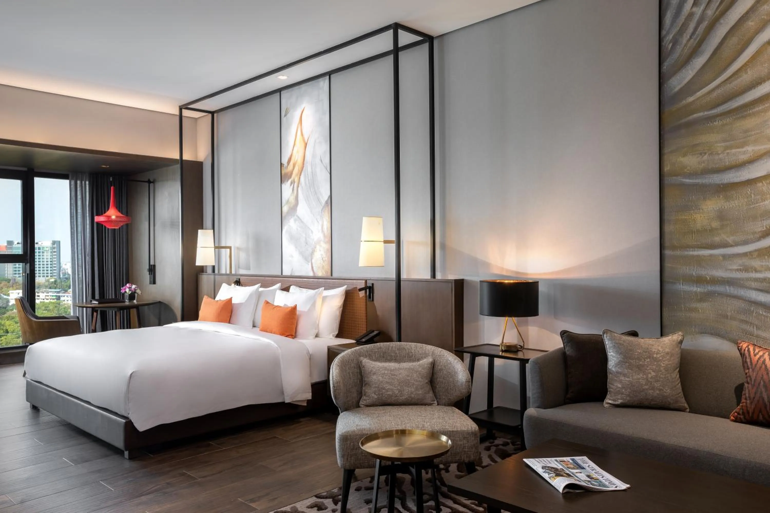 Seating area, Bed in Wyndham Grand Yangon