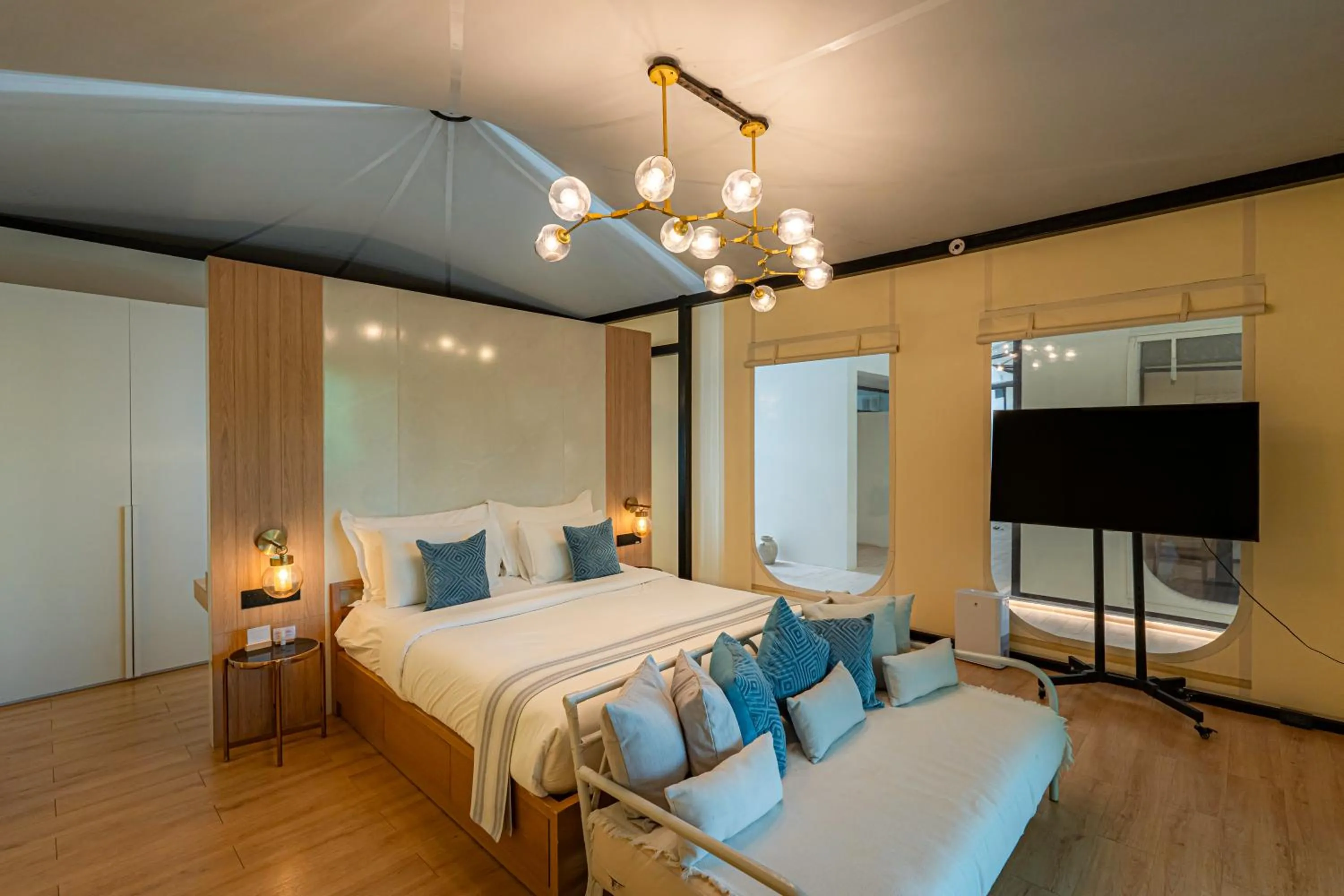 Bed in Te Mata Glamping