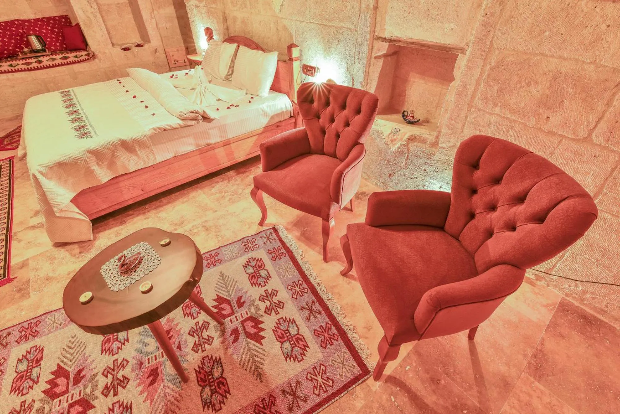 Bed in Mosaic Cave Hotel