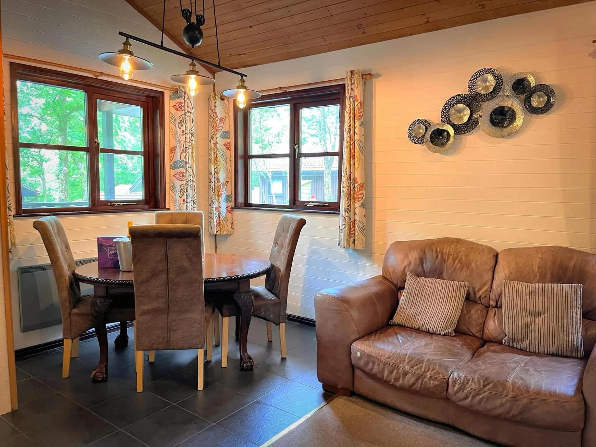Living room in Goldcrest 3-Hot Tub-Woodland Lodges-Carmarthenshire-Tenby