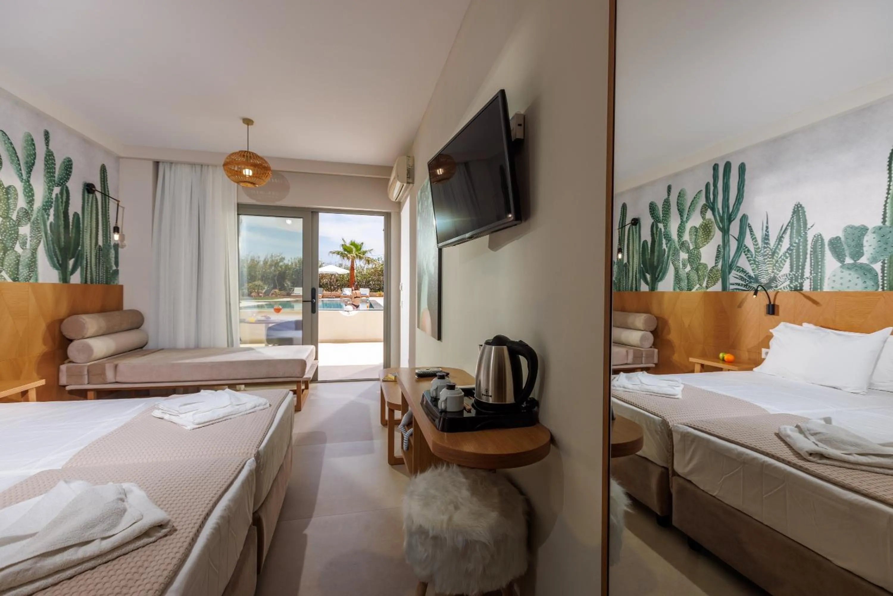 Bed in Malia Bay Beach Hotel & Bungalows