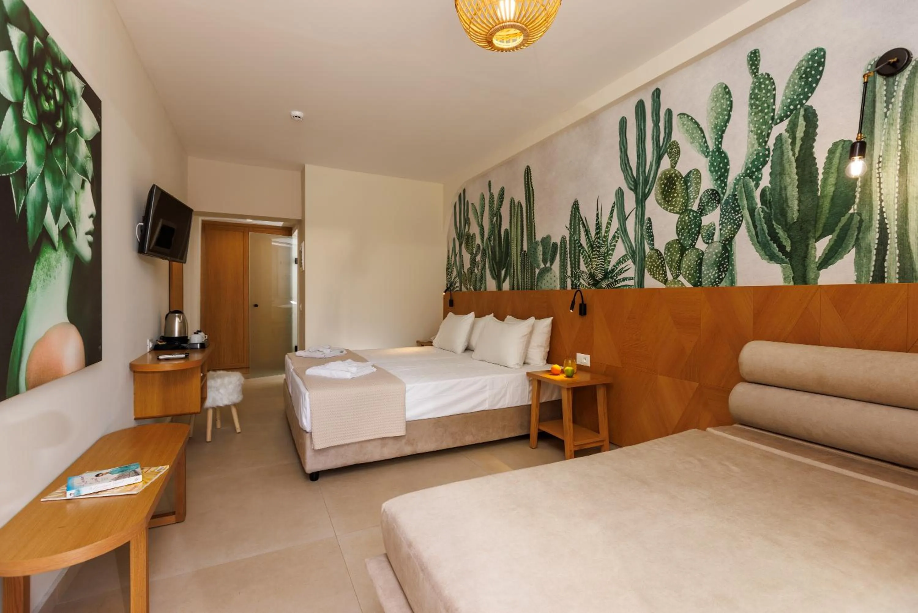 Bed in Malia Bay Beach Hotel & Bungalows