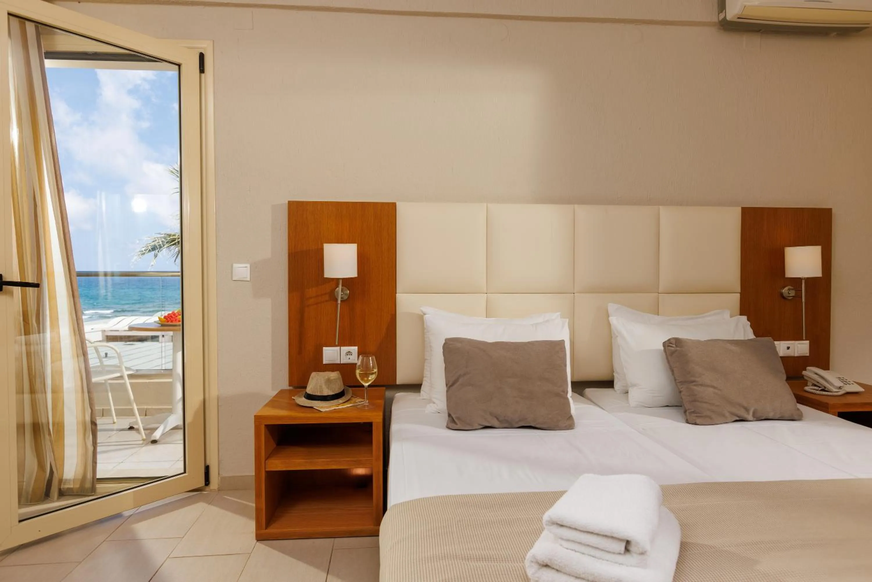 Bed in Malia Bay Beach Hotel & Bungalows