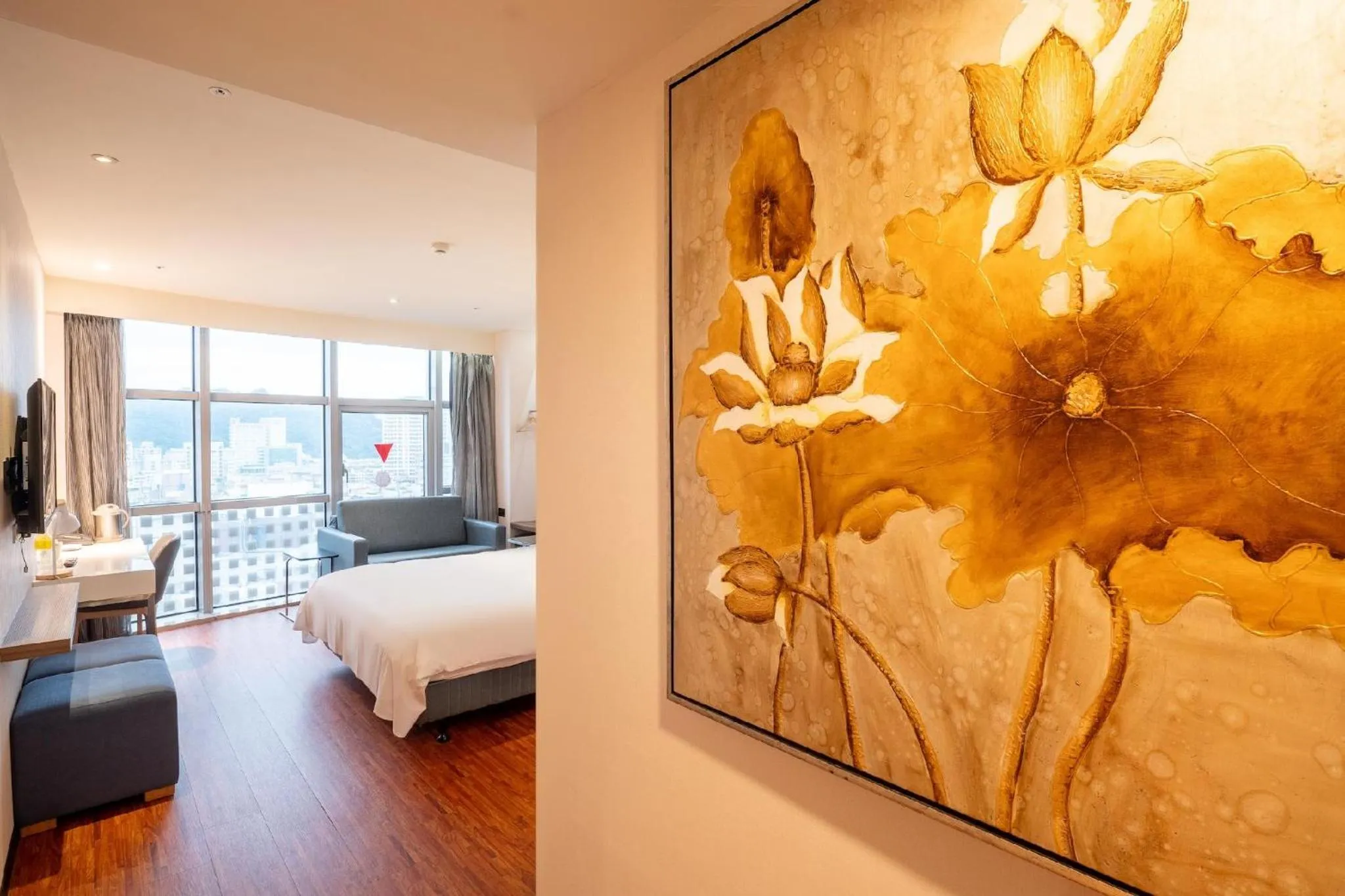 Photo of the whole room, Bed in CHECK inn Taipei Xinyi