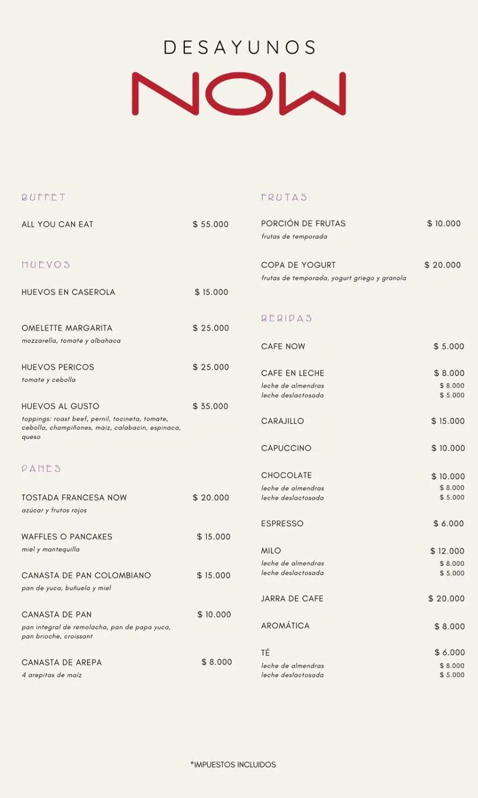 Restaurant/places to eat in Now Hotel Cali