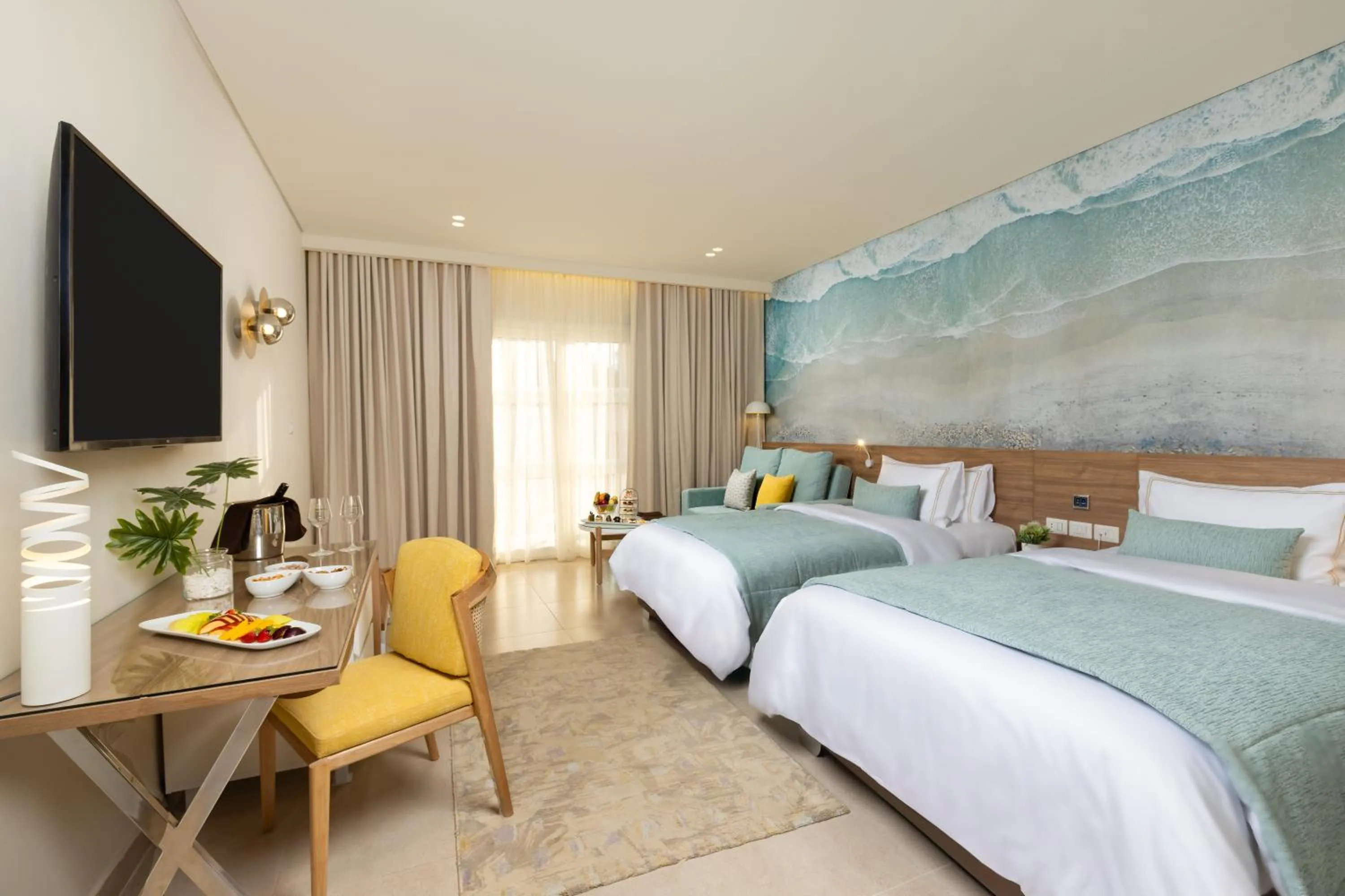 Bed in Amwaj Oyoun Resort