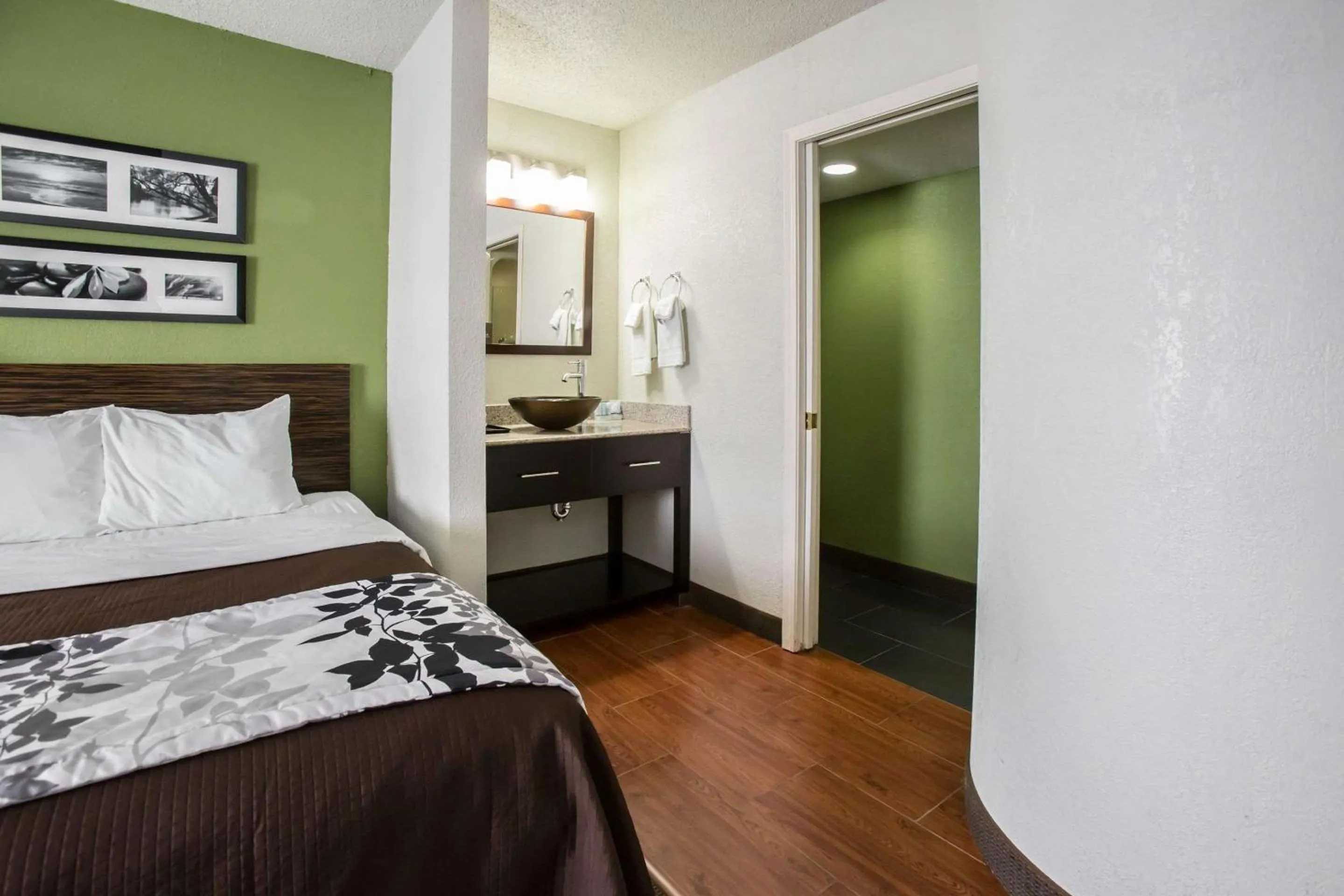 Bathroom, Bed in Sleep Inn Rockford I-90