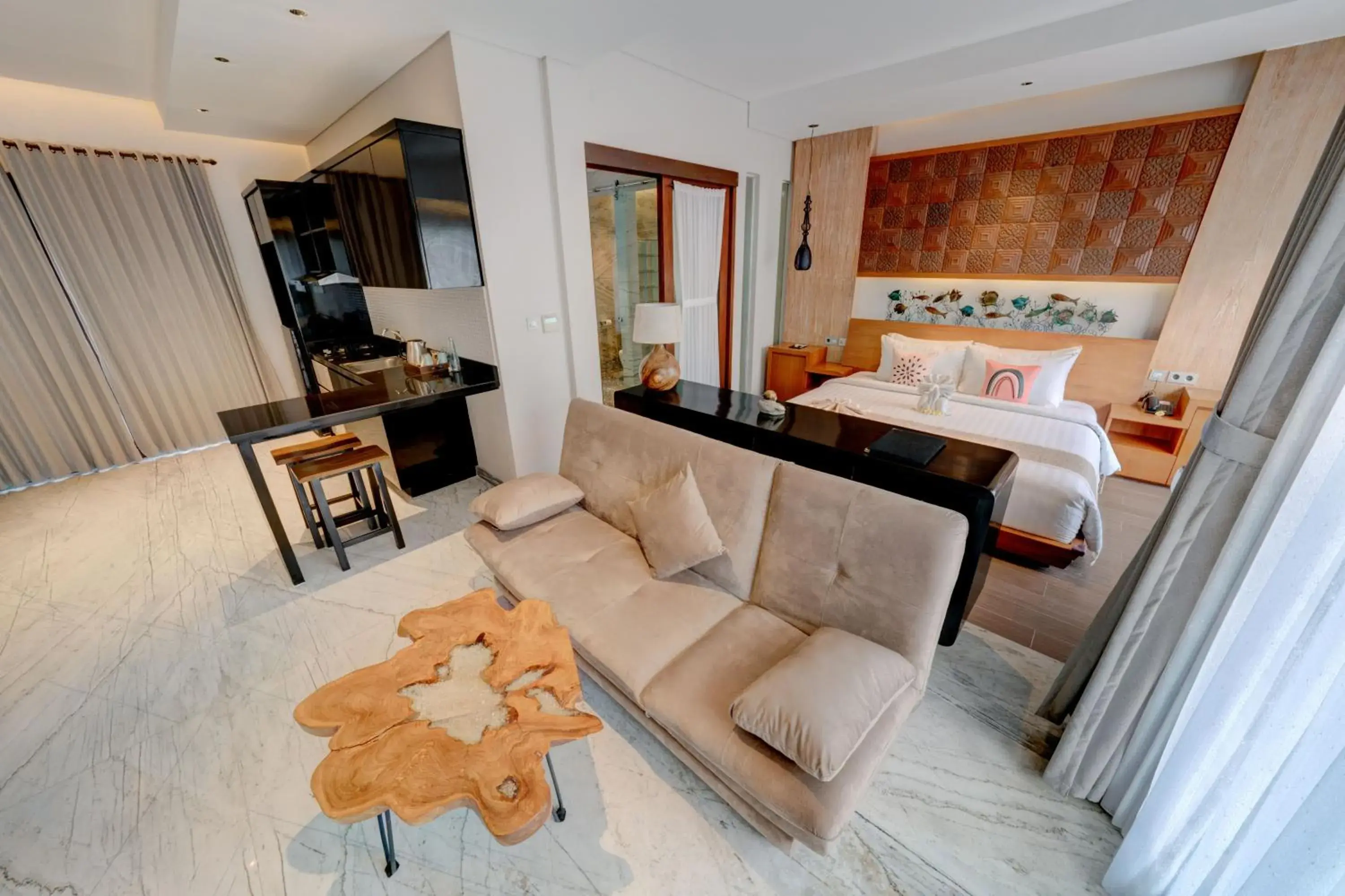 Bed in Mokko Suite Villas Umalas Bali Bed in Mokko Suite Villas Umalas Bali