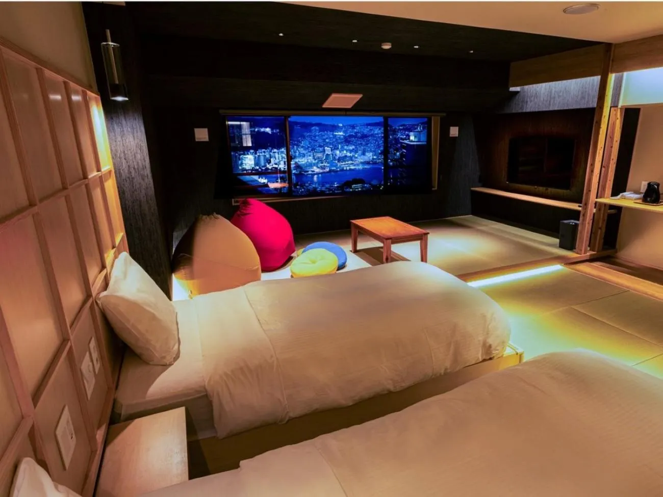 Bed in Nagasaki Sky Hotel