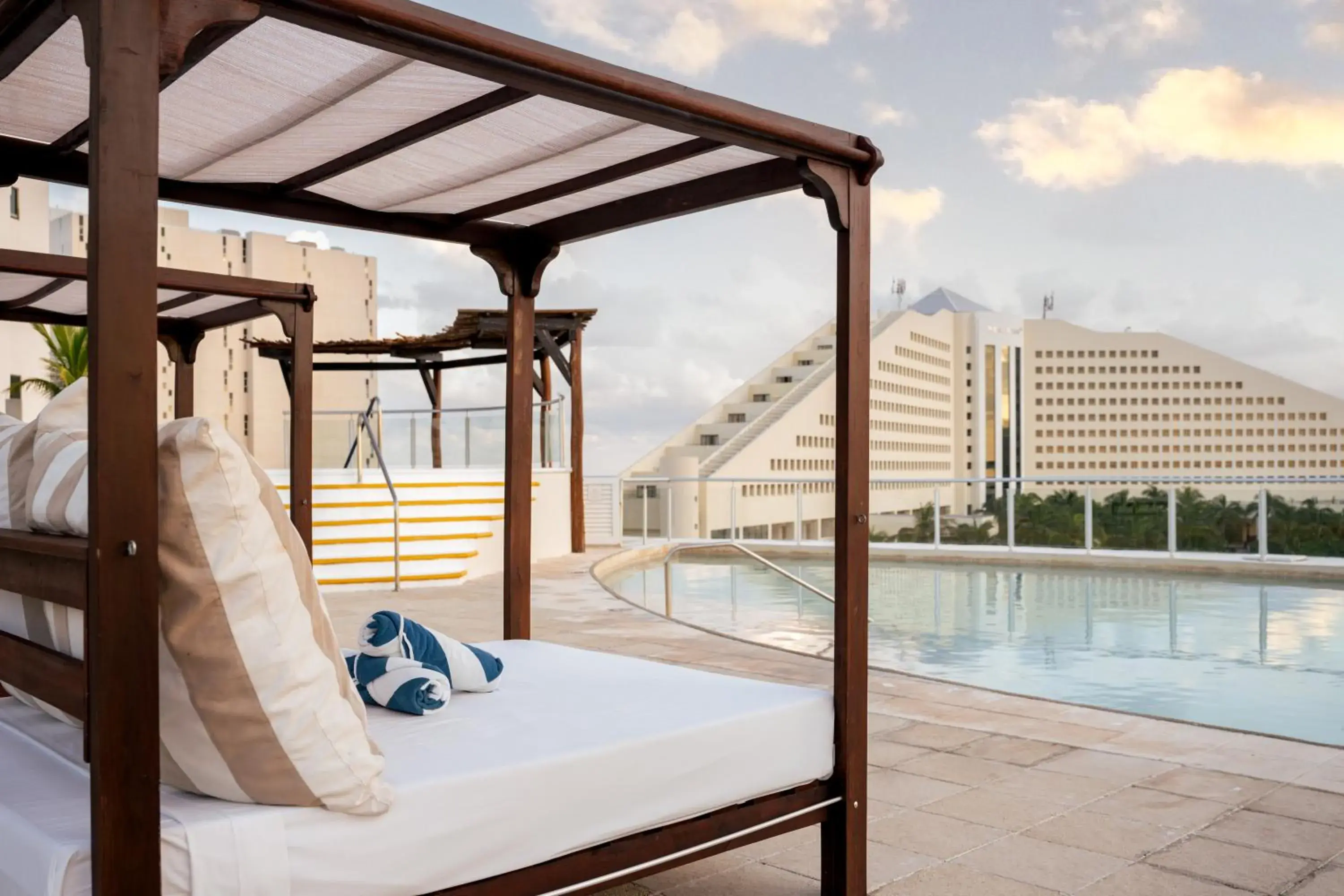 Pool view, Bed in Seadust Cancun Family Resort - All Inclusive Pool view, Bed in Seadust Cancun Family Resort - All Inclusive