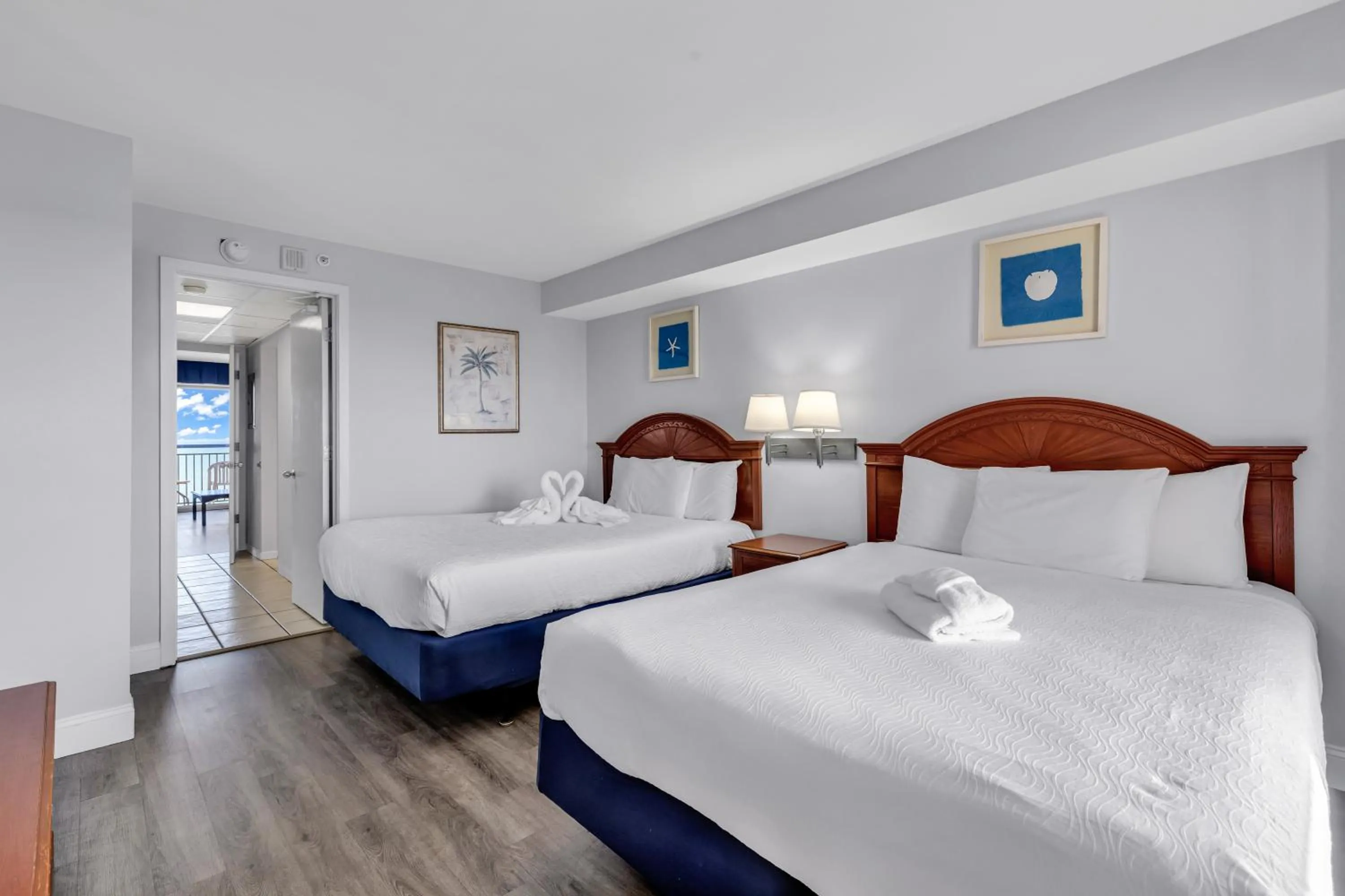 Bedroom in Boardwalk Beach Resort Condo w Oceanfront Balcony