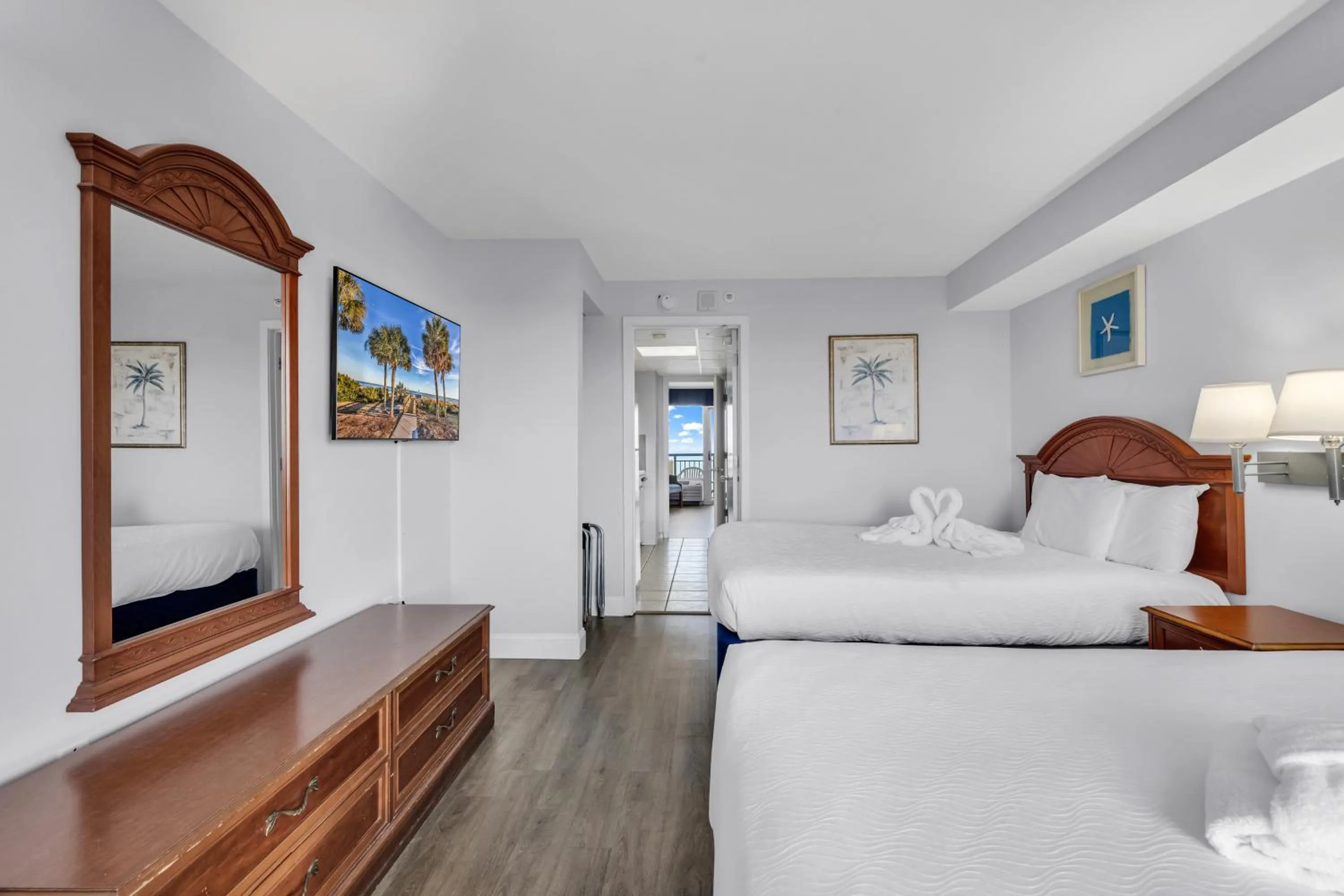 Bedroom in Boardwalk Beach Resort Condo w Oceanfront Balcony