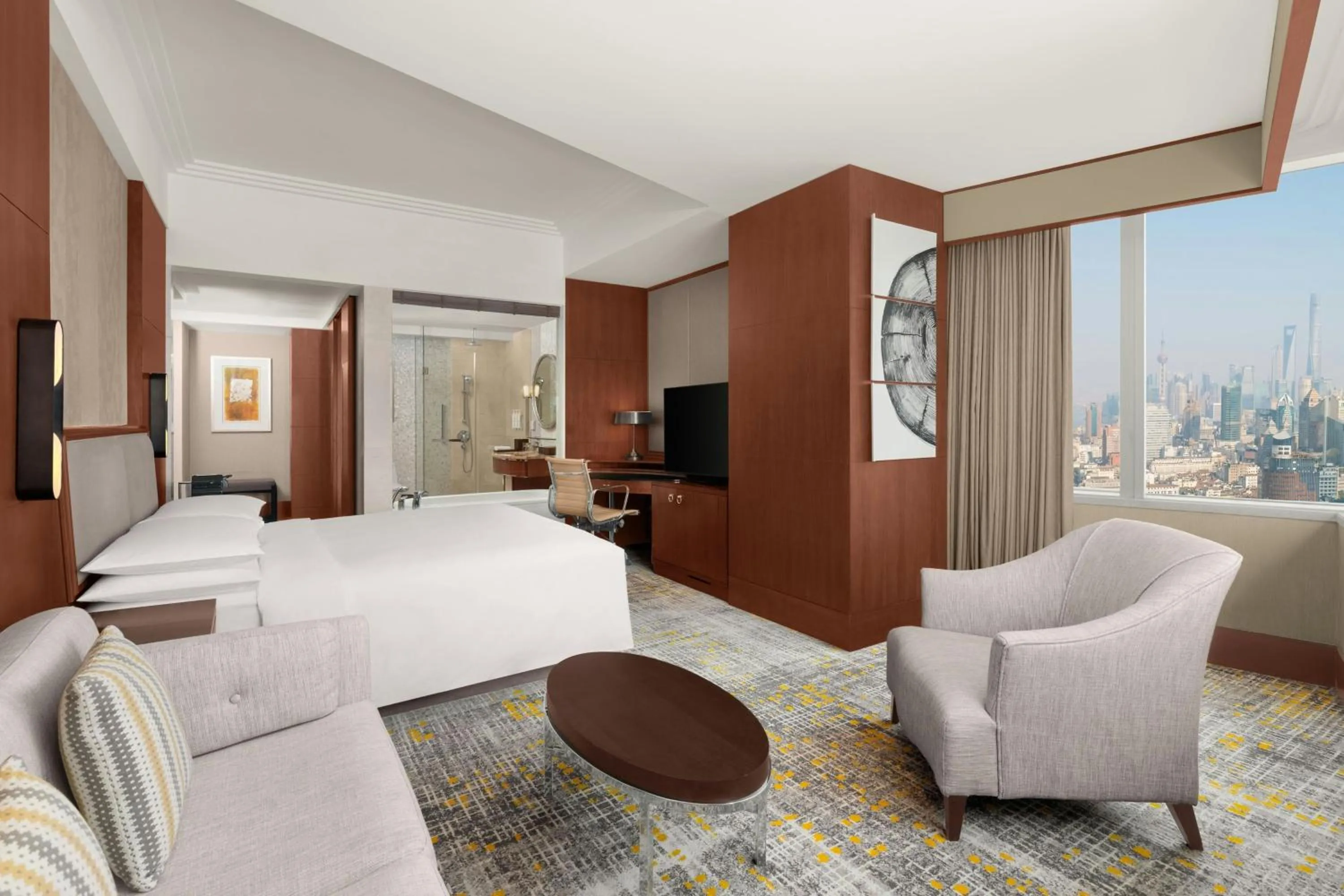 Photo of the whole room, Bed in Shanghai Marriott Marquis City Centre