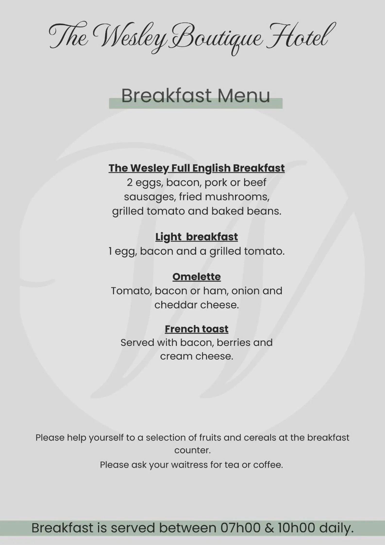 Food in The Wesley Boutique Hotel & Spa