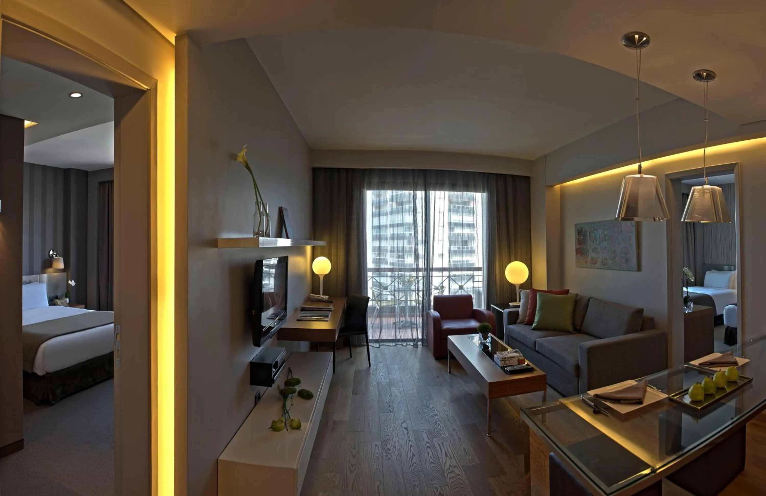 Living room, Bed in ParkTower Suites