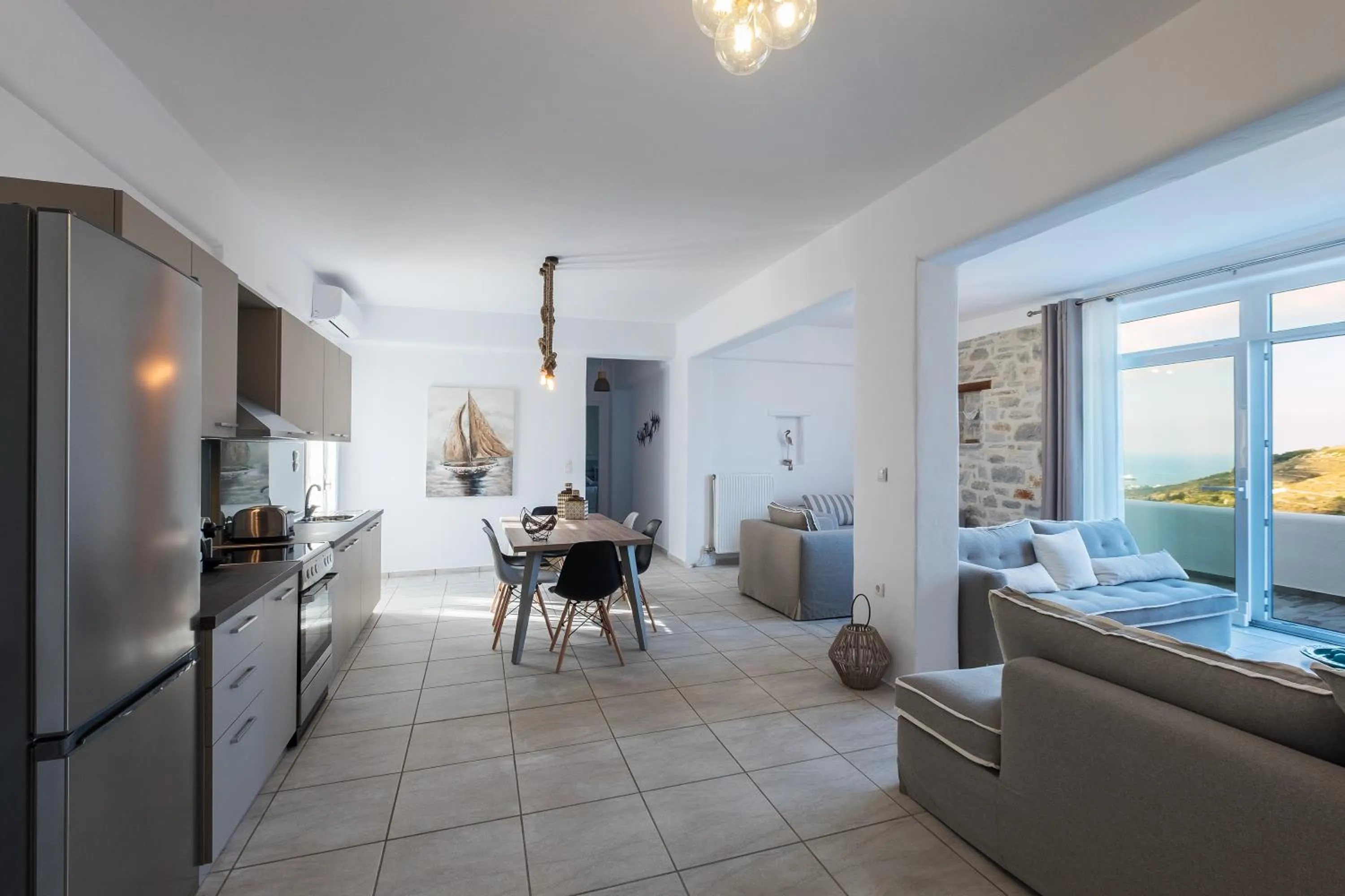 Kitchen or kitchenette in Paros Villas Nereids