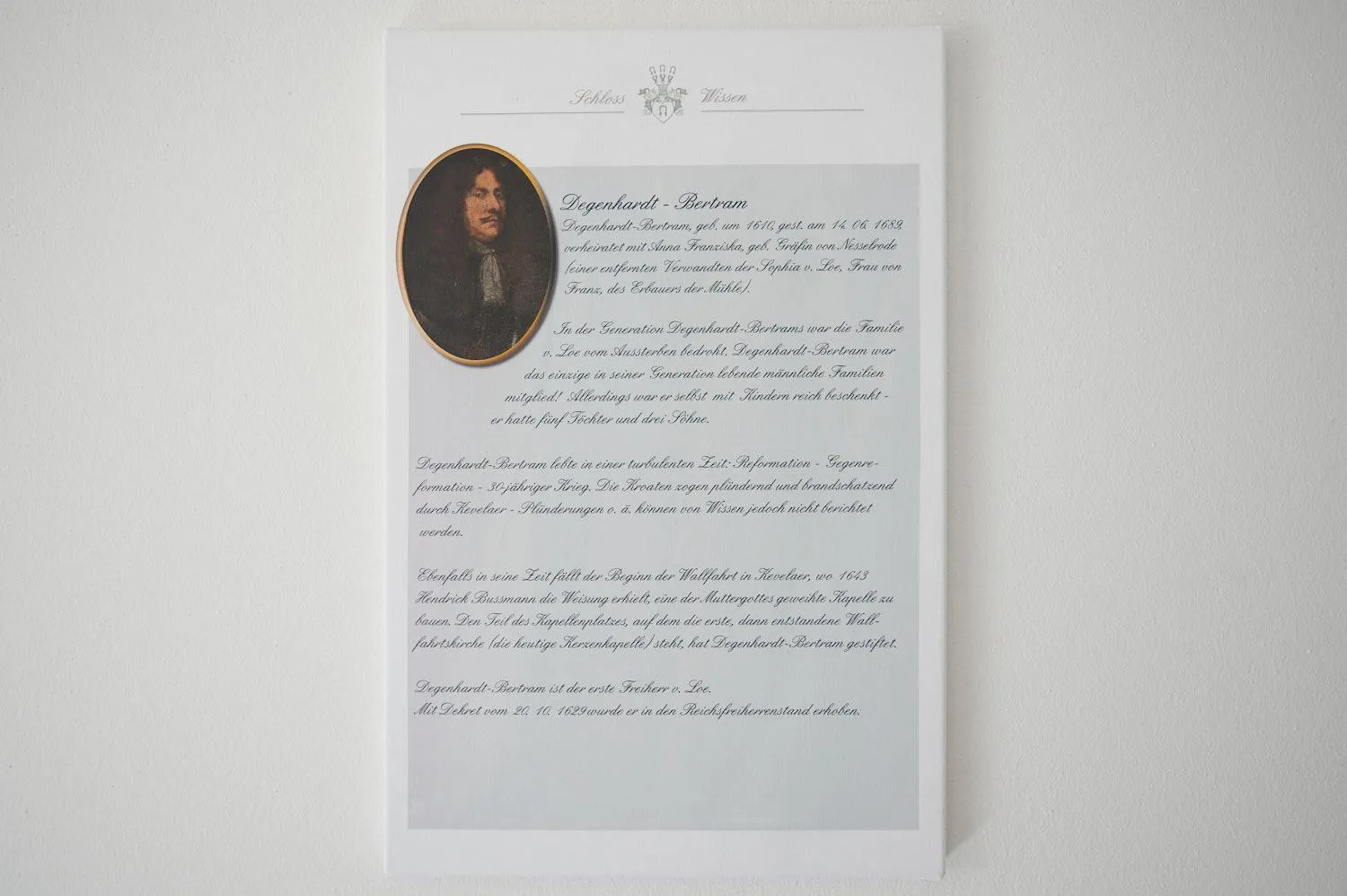 Text overlay in Schloss Wissen