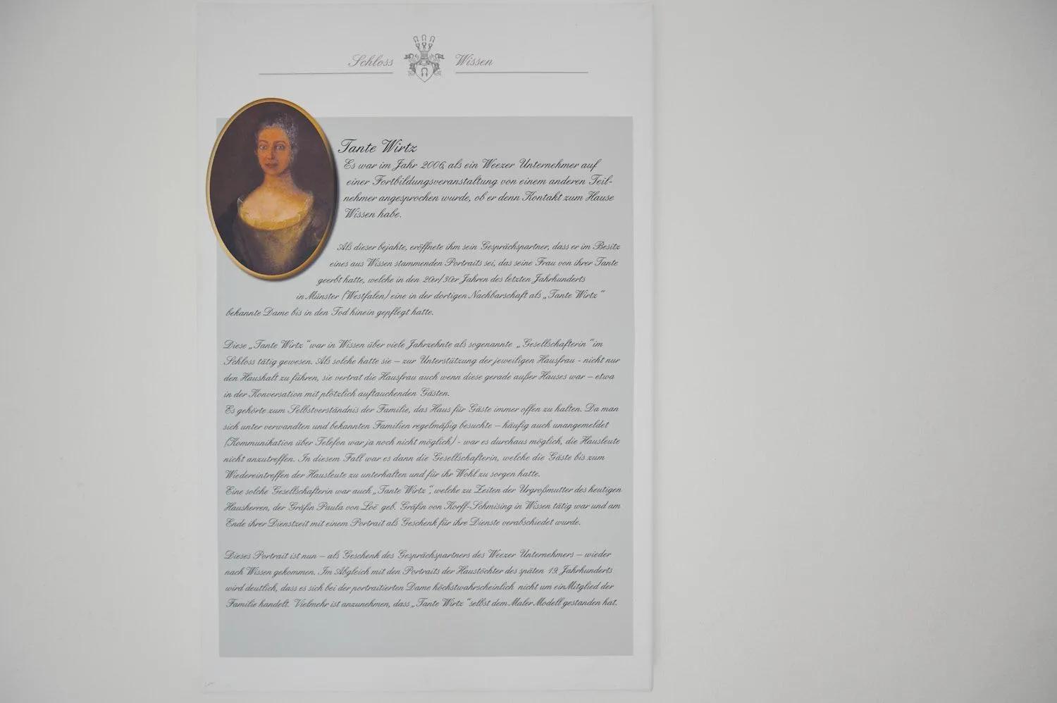 Text overlay in Schloss Wissen