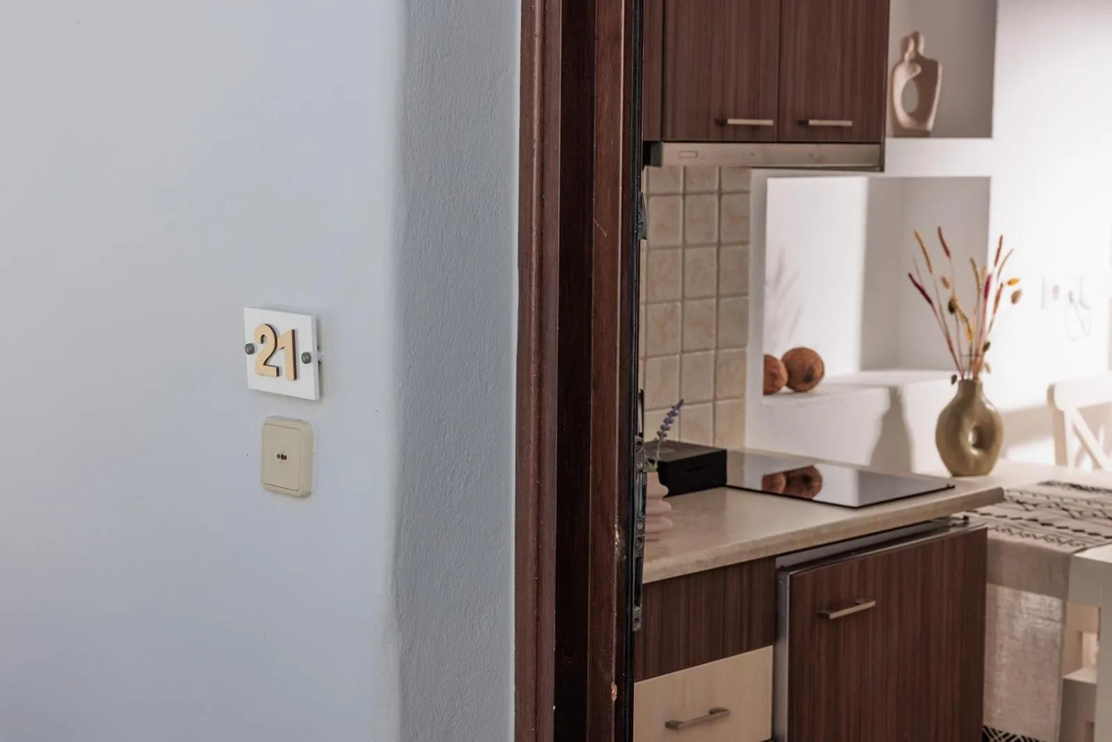 Kitchen or kitchenette in Anemomilos Beach hotel