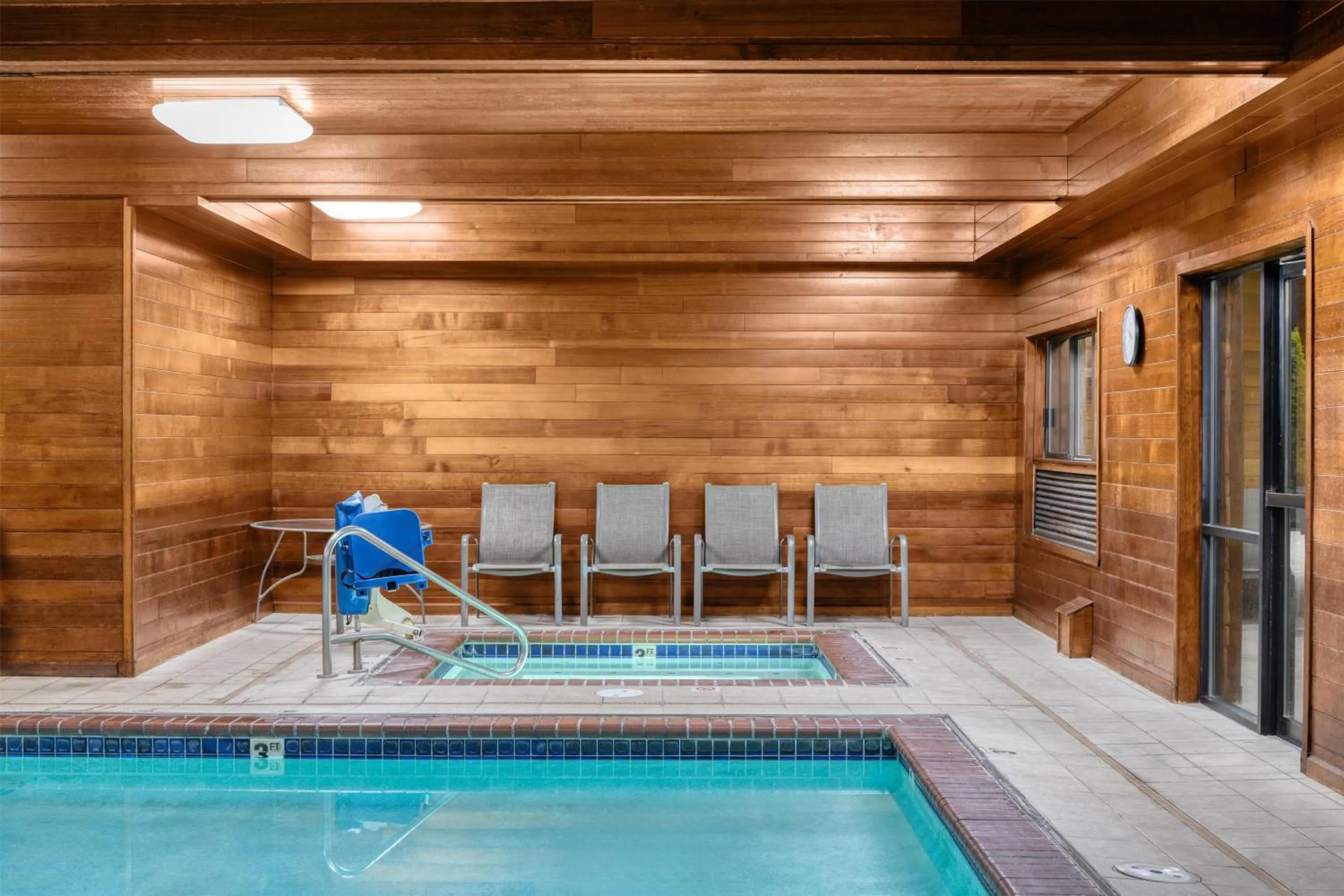 Pool view in Hampton Inn Portland East