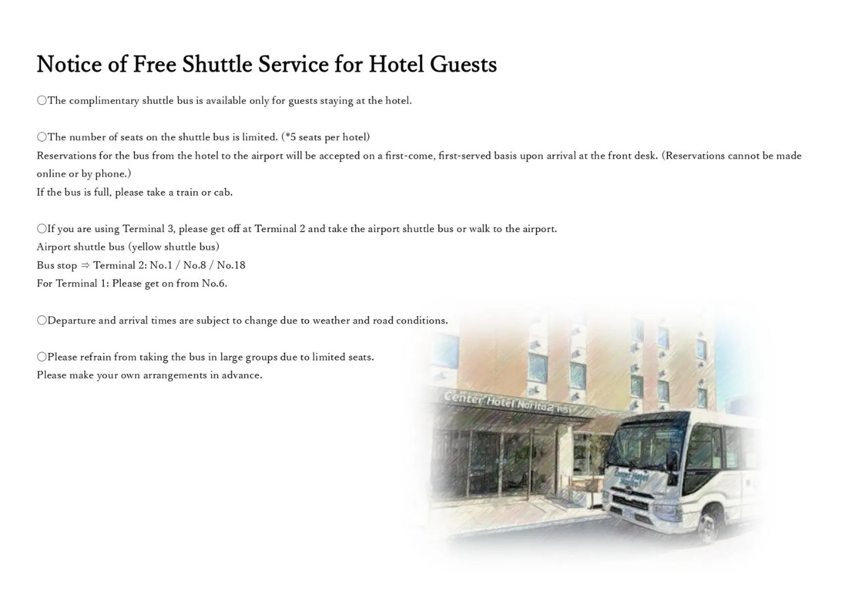 shuttle in Center Hotel Narita2 R51