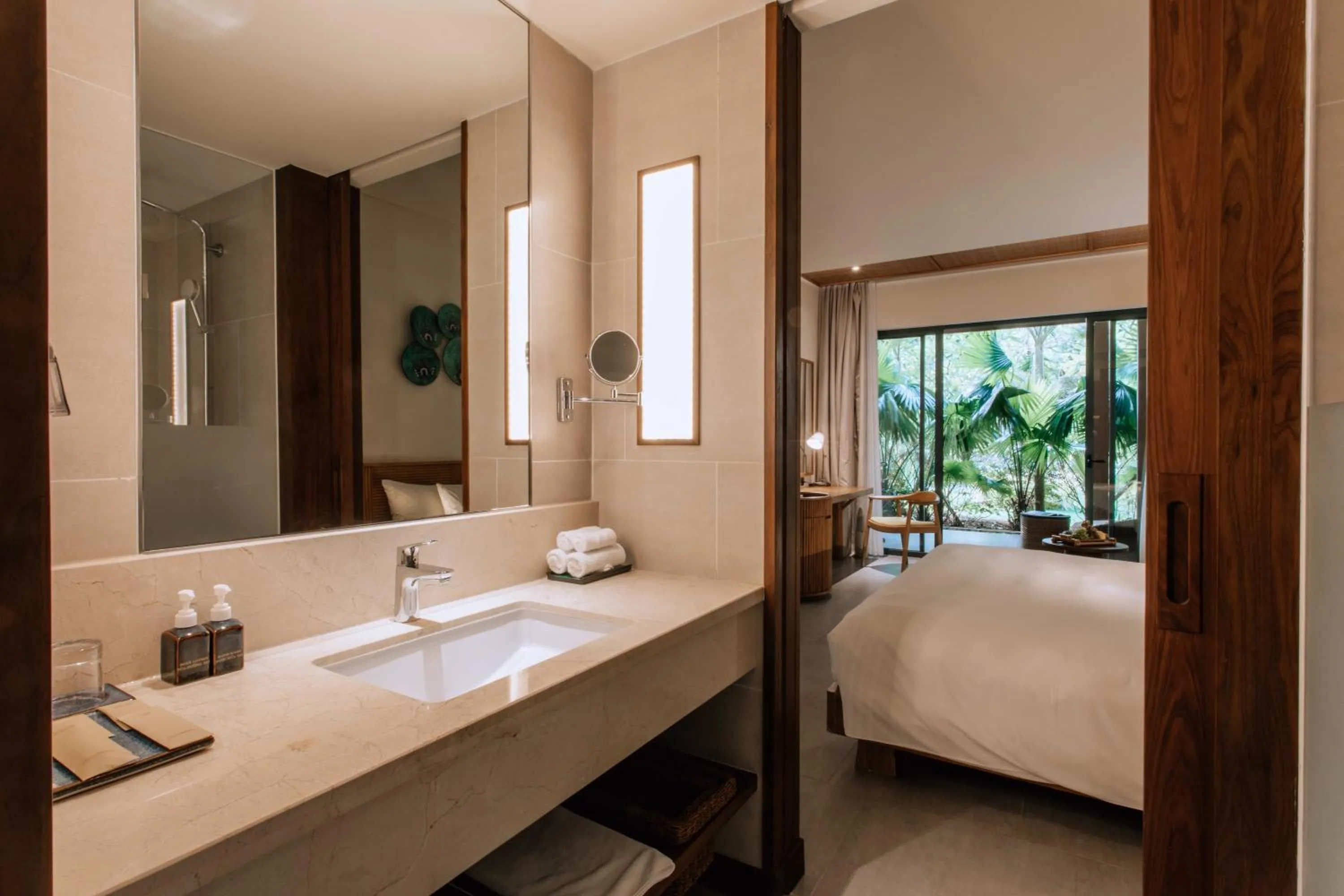 Bathroom, Bed in Dusit Princess Moonrise Beach Resort
