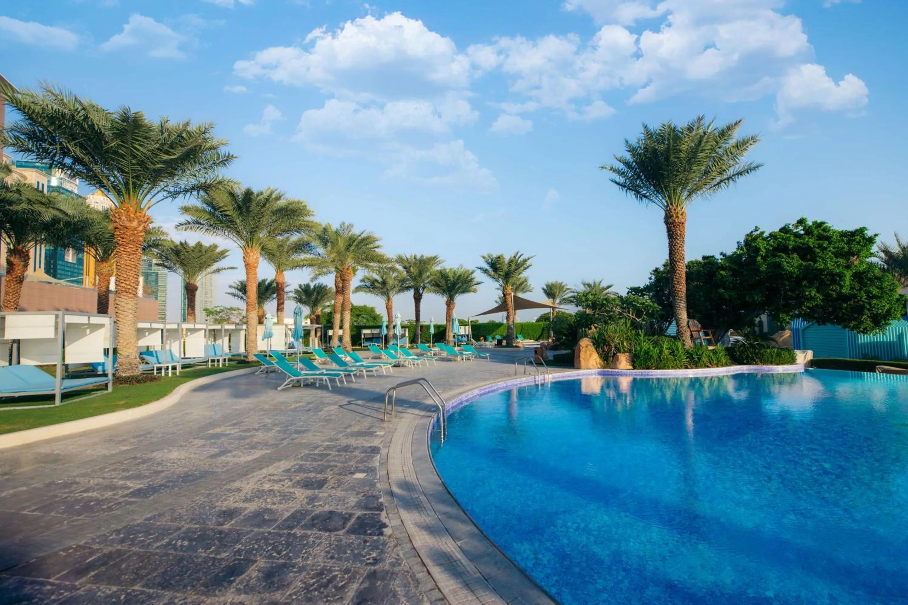 Pool view in Hilton Doha