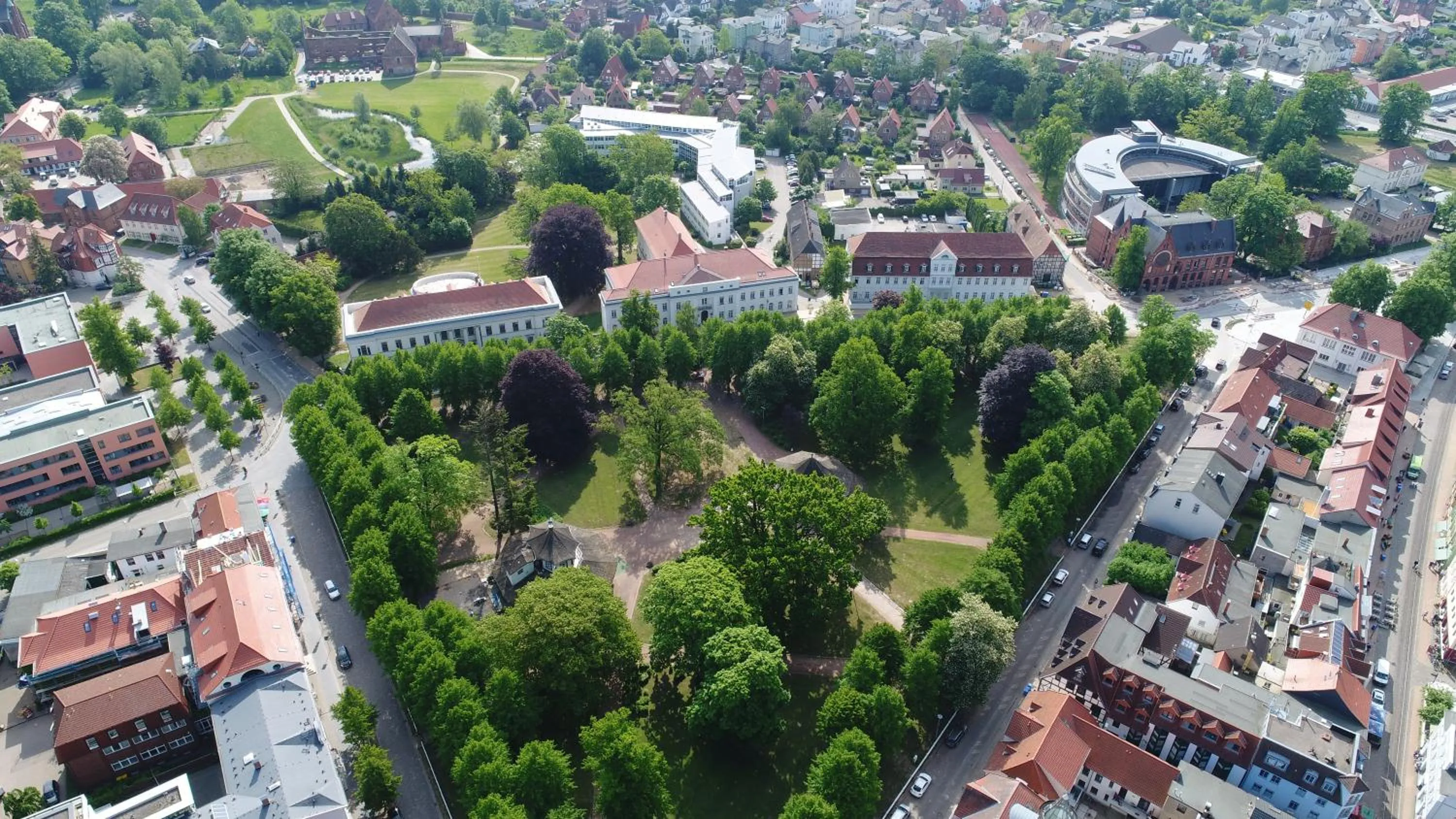 Bird's eye view, Bird's-eye View in Hotel "Friedrich-Franz-Palais"